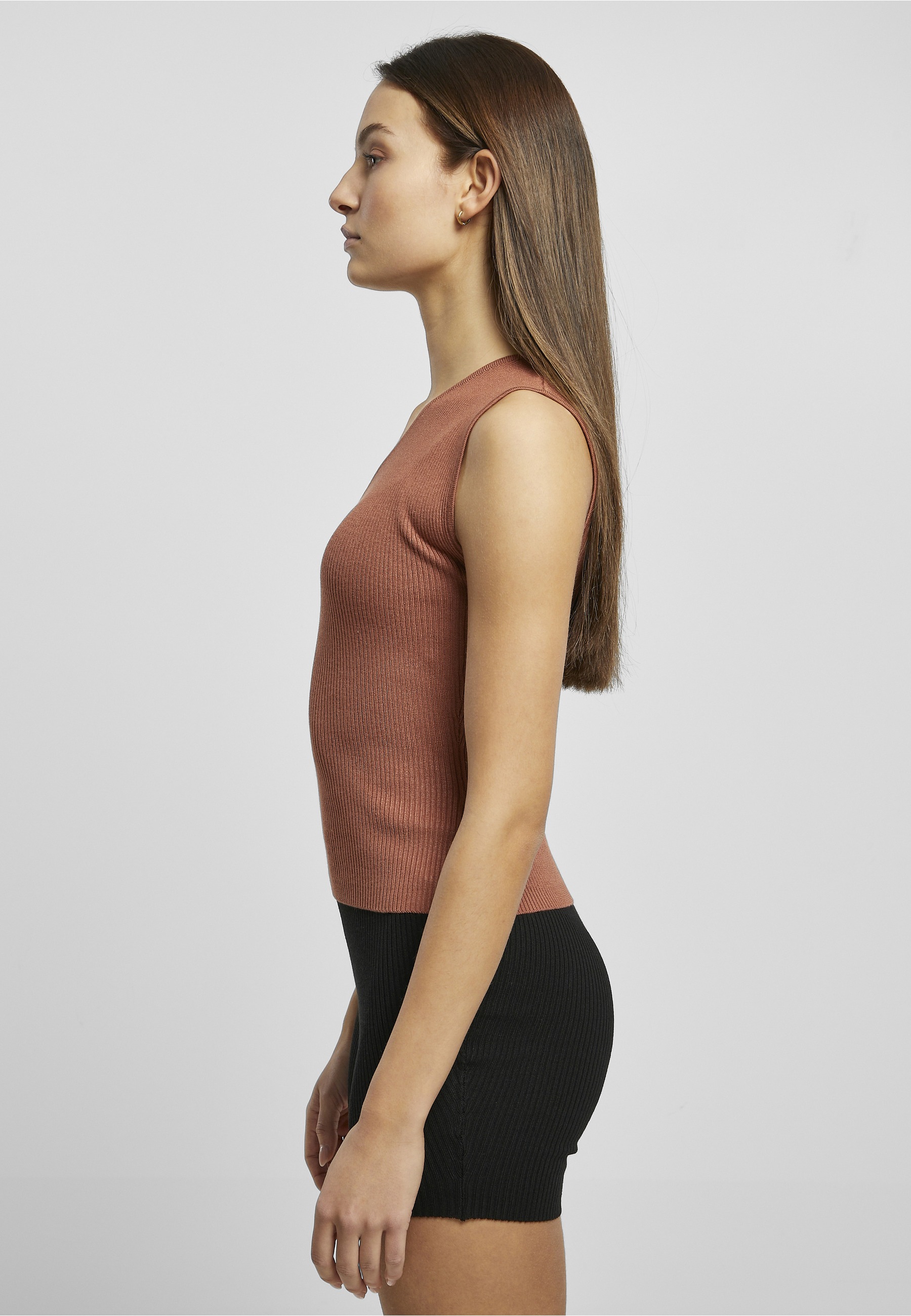 URBAN CLASSICS Tanktop »Urban Classics Damen Ladies Rib Knit Asymmetric Top« 1 Stk.