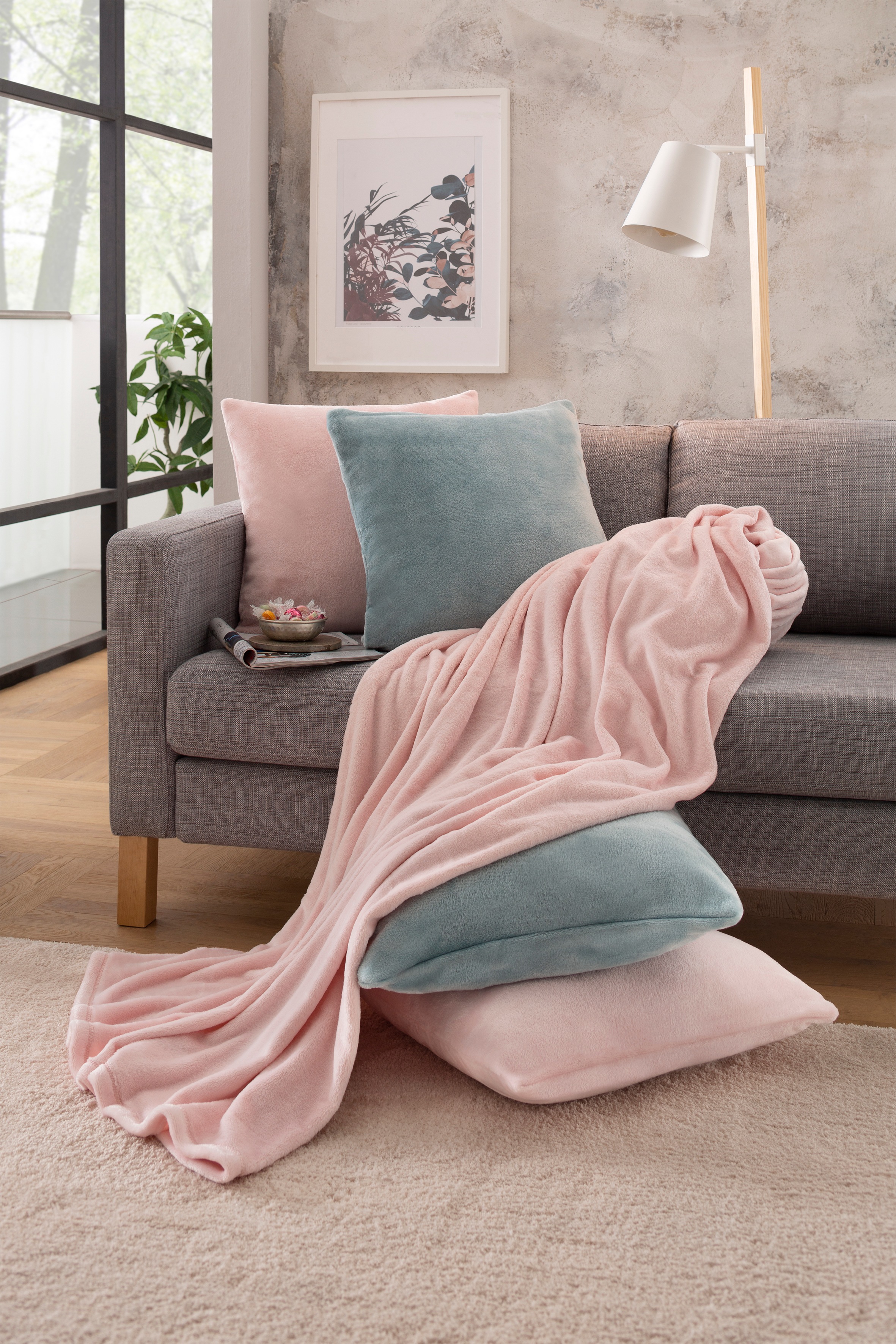 Thumbnail - my home Wohndecke "Jil" aus super weichem Kuschelfleece, Kuscheldecke, Premium Qualität