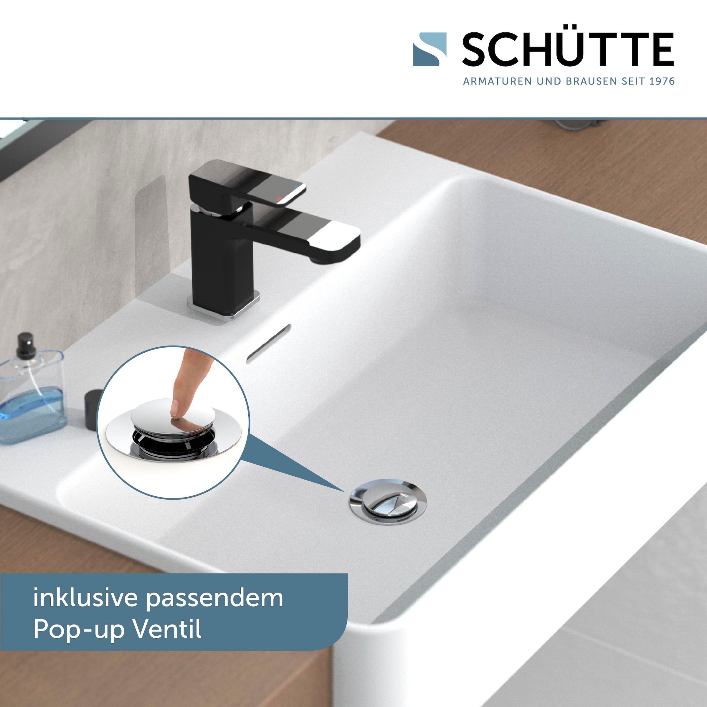 Schütte Waschtischarmatur »Madagaskar«, Wasserhahn mit Ablaufgarnitur, Mischbatterie mit Pop Up Abflussstopfen