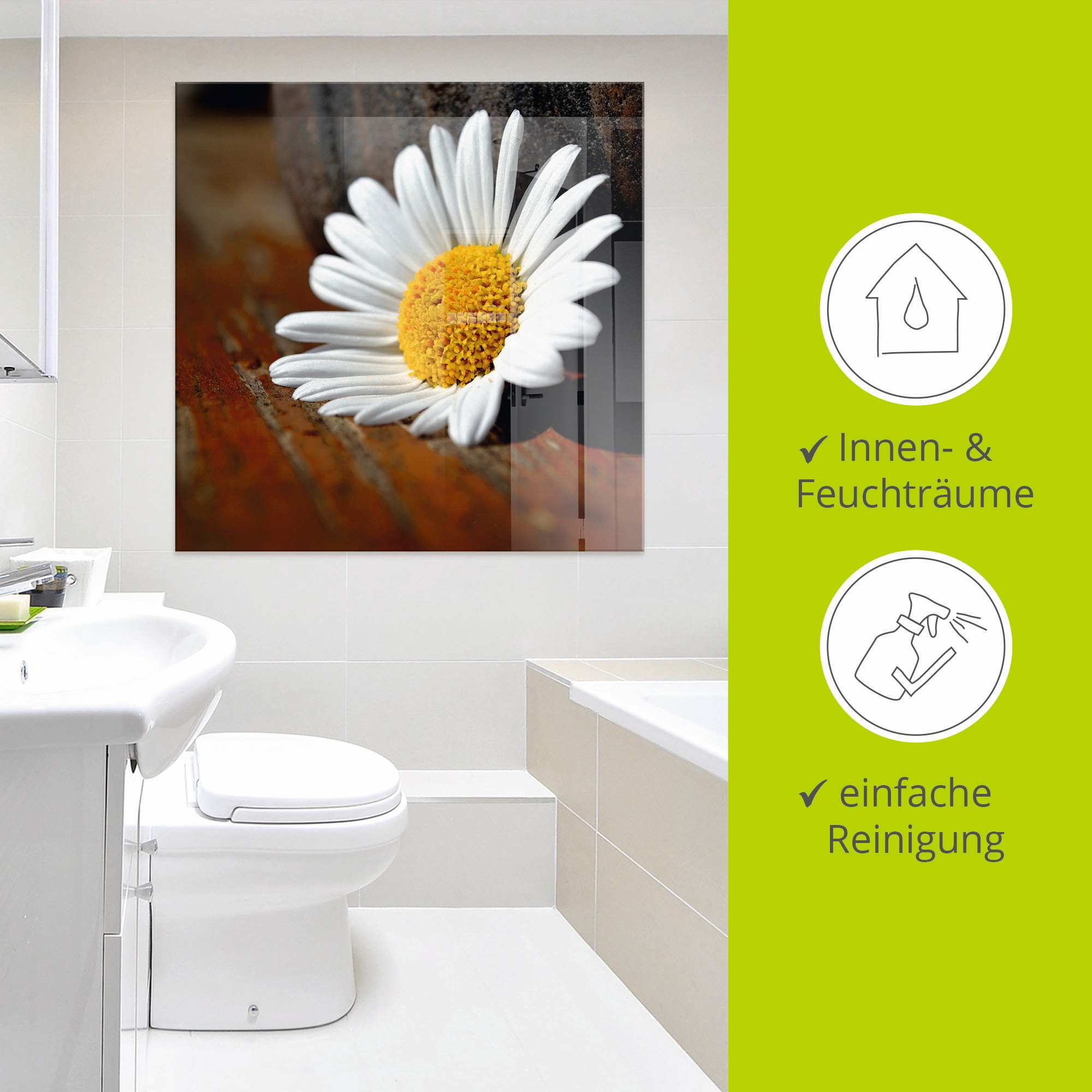 Artland Glasbild »Margeriten Stillleben«, Blumen, (1 St.), in verschiedenen Größen