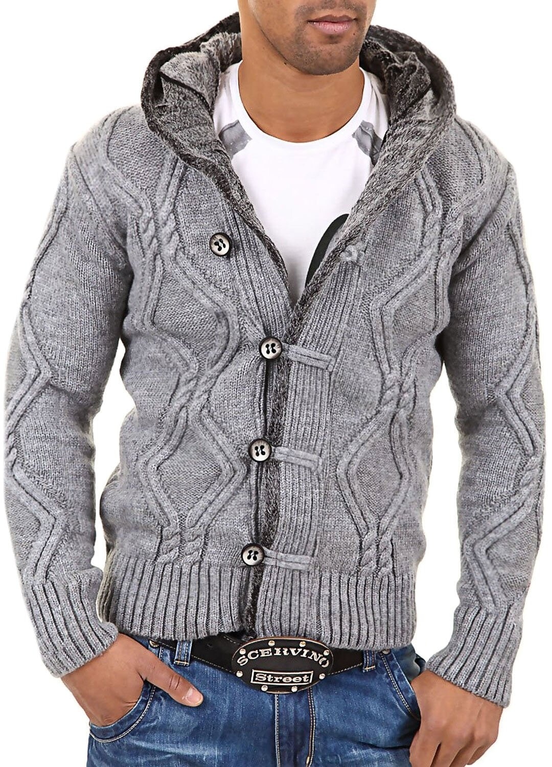 Strickjacke »CR-7013«, mit kuscheliger Kapuze