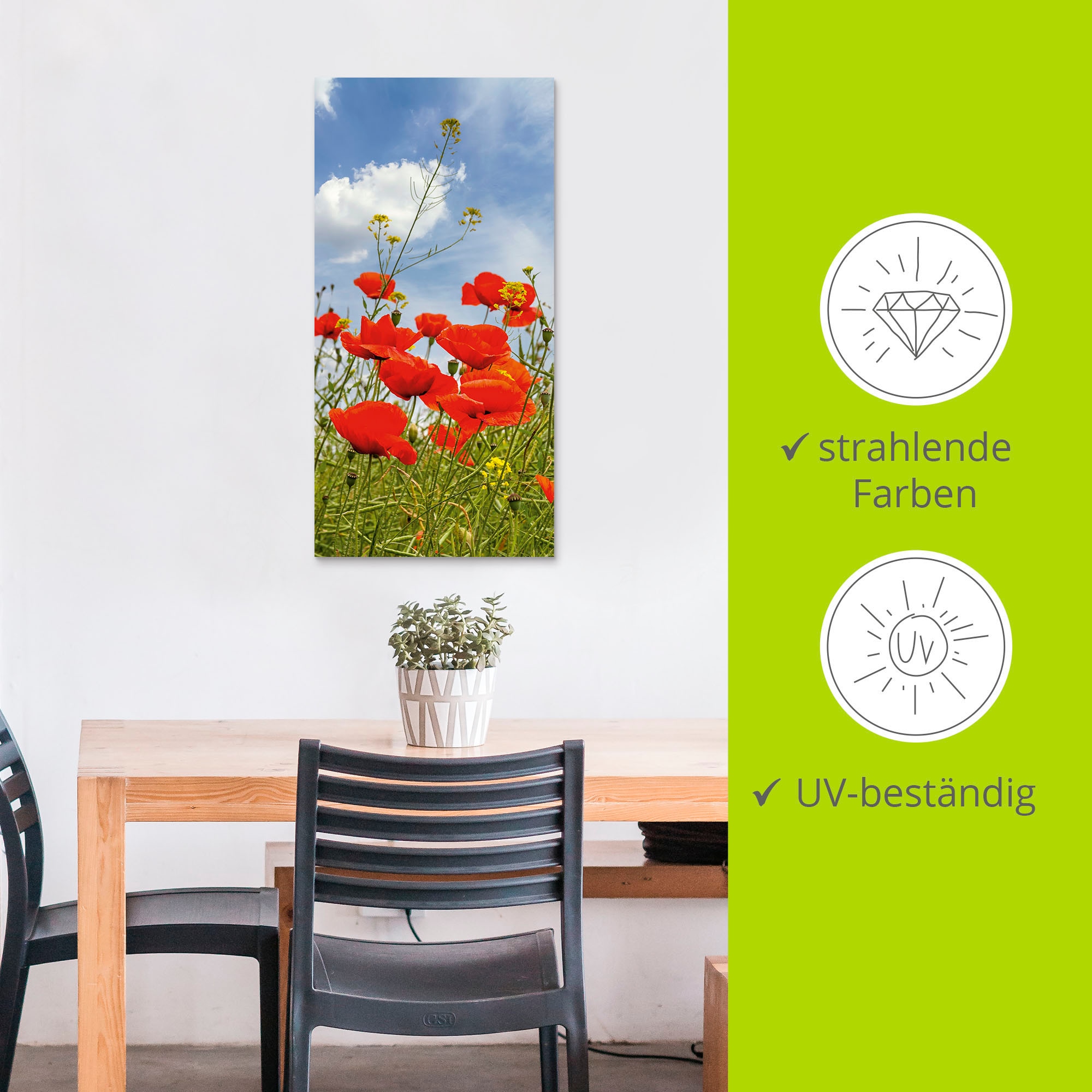 Artland Wandbild »Mohnblumen im Panorama«, Blumenbilder, (1 St.), als Alubild, Outdoorbild, Wandaufkleber in verschied. Größen