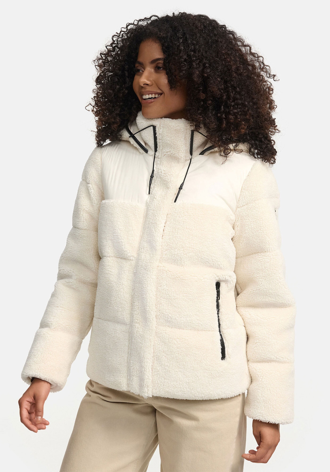 Marikoo Winterjacke "Kaguraa", warme Teddyfell Sherpa Jacke