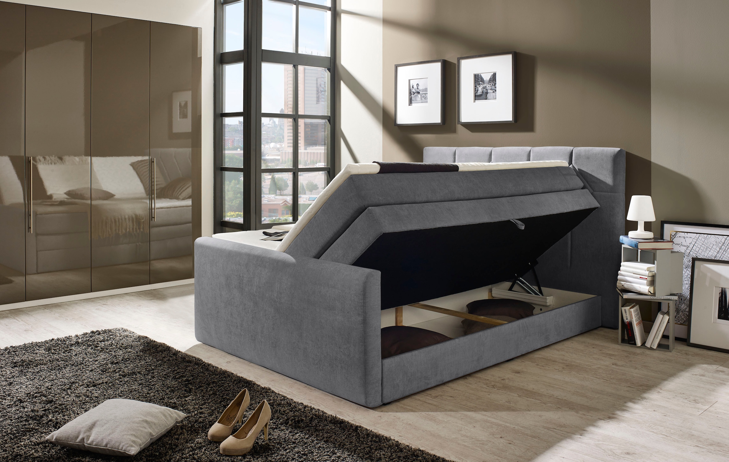 Places of Style Boxspringbett »Atlanta«, inklusive Topper und Bettkasten