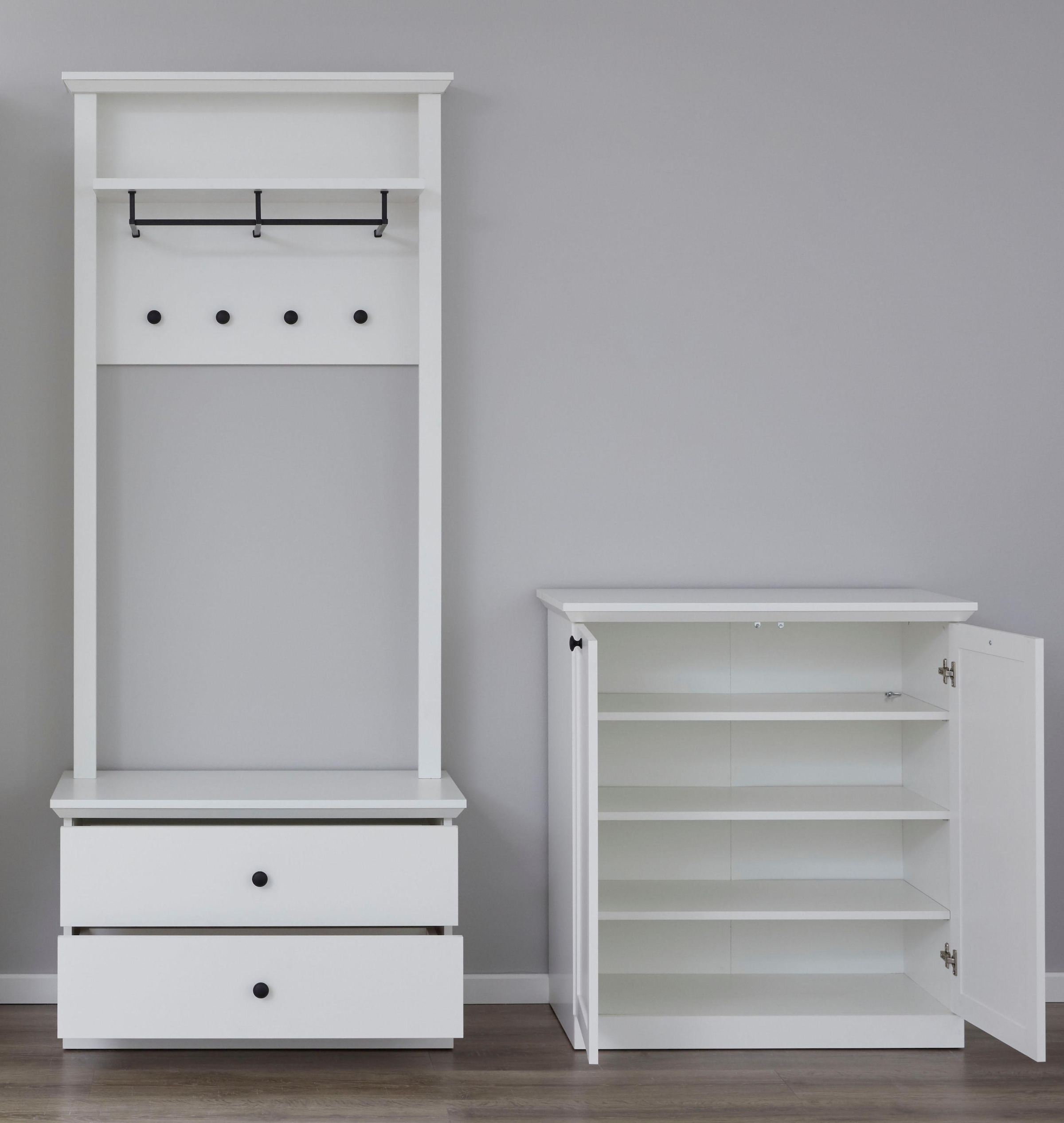 Home affaire Garderoben-Set »Örebro«, (Set, 3 St.), Garderobenmöbel im zeitlosen Landhausstil - Mit Vollauszug