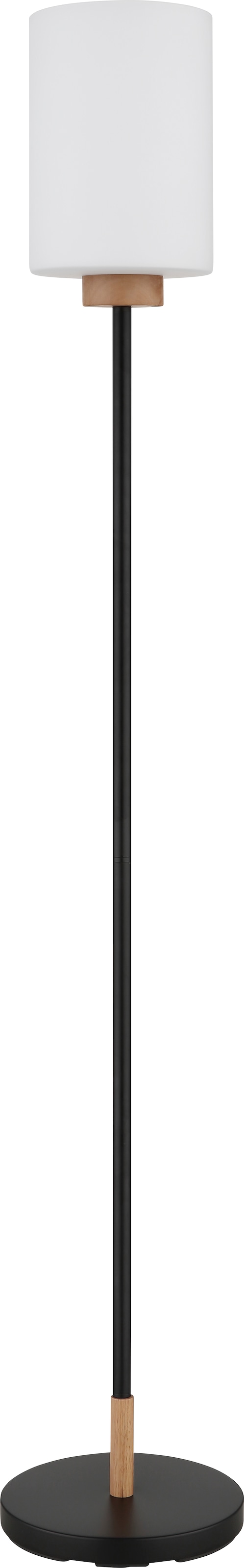 GLOBO LIGHTING Stehlampe »ROWENA« E27 1 Stk. Stehleuchte schwarz & Holz, Fußschalter, warmes Licht, elegant