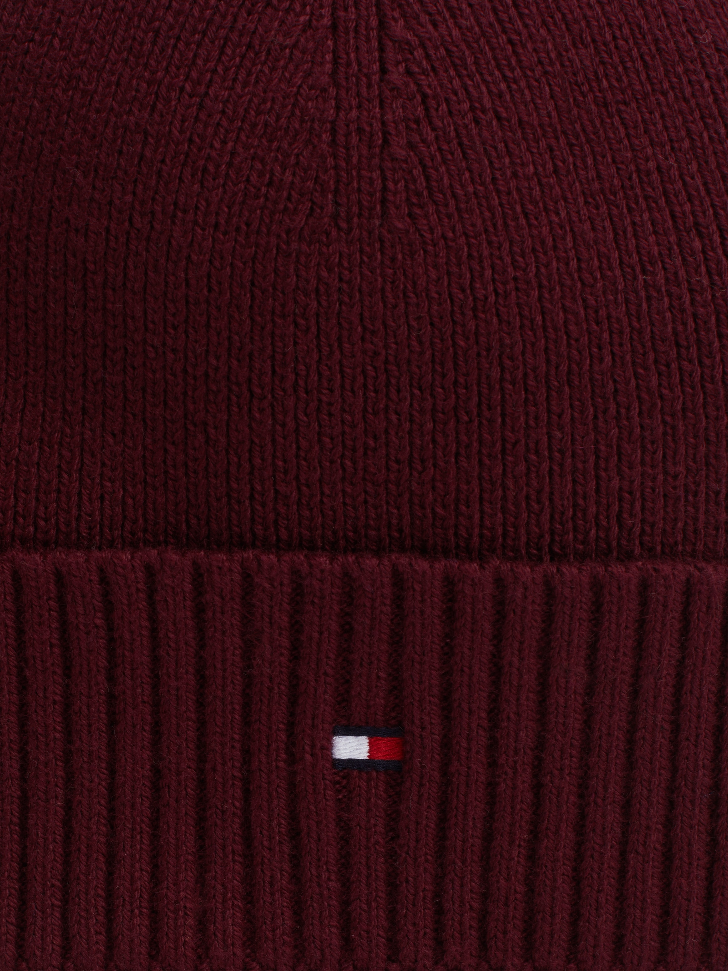 Tommy Hilfiger Strickmütze »TH FLAG PIMA COTTON BEANIE«, mit Logostickerei