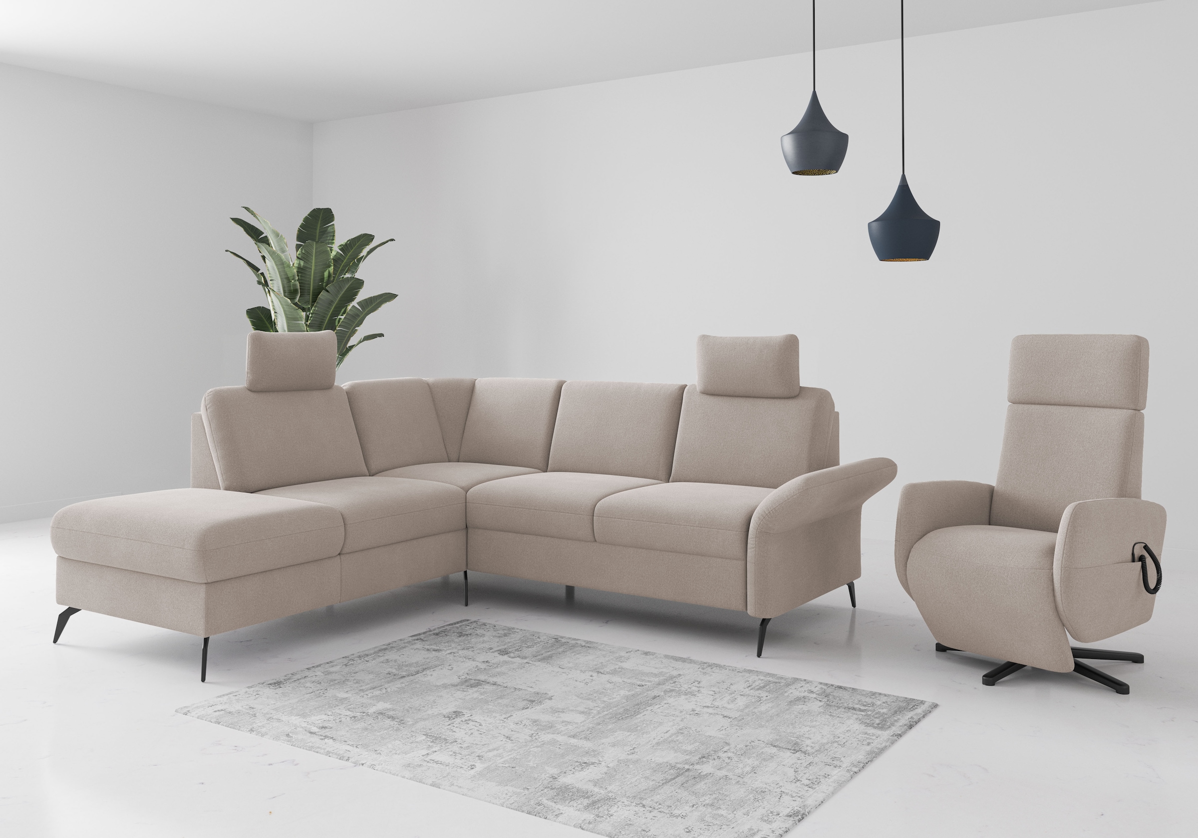 Home affaire Ecksofa »Rochelle«, optional: Armteilverstellung, klappbar, Bettkasen