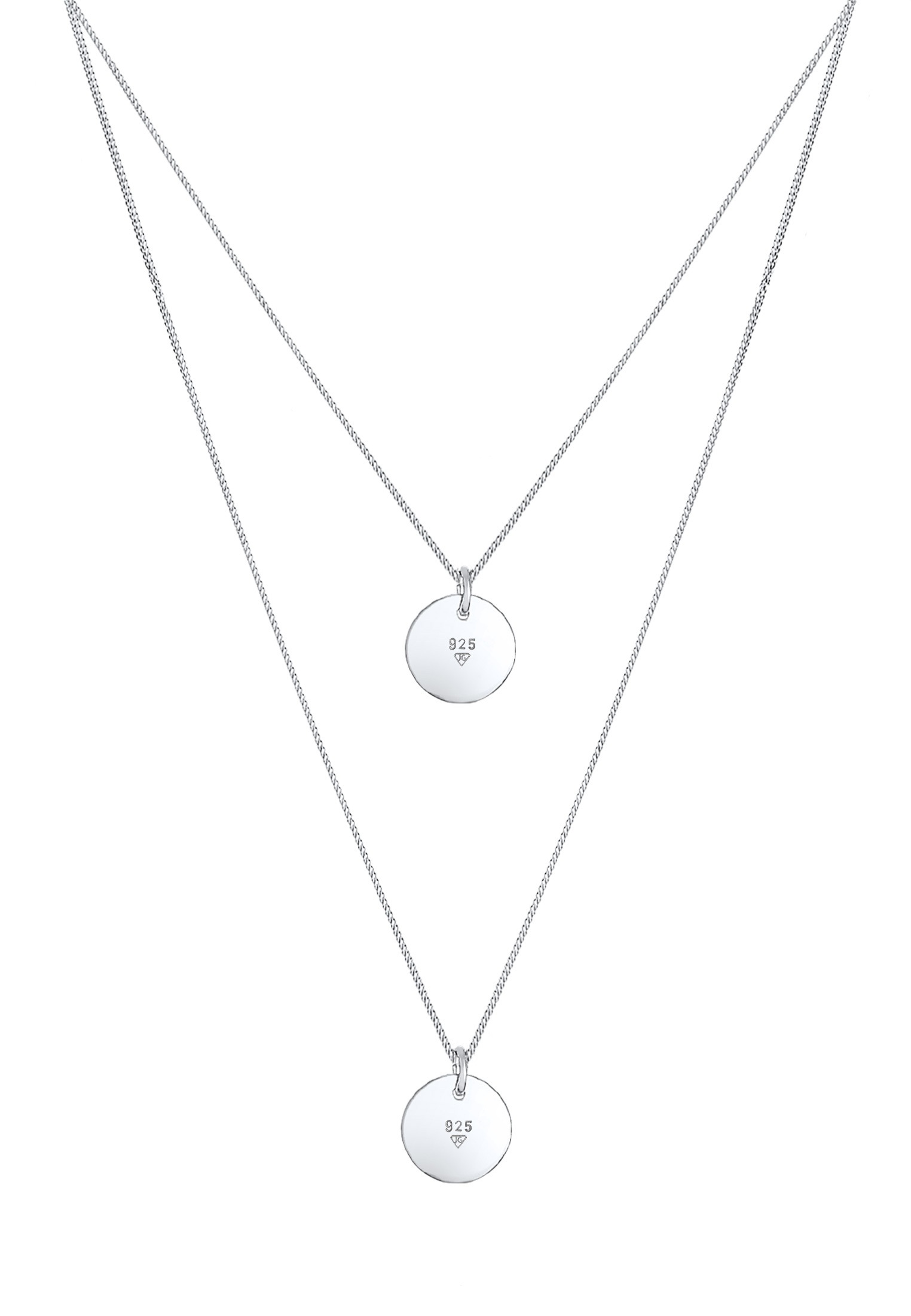 ELLI Layer Chain Circle Pendant Sterling Silver 3