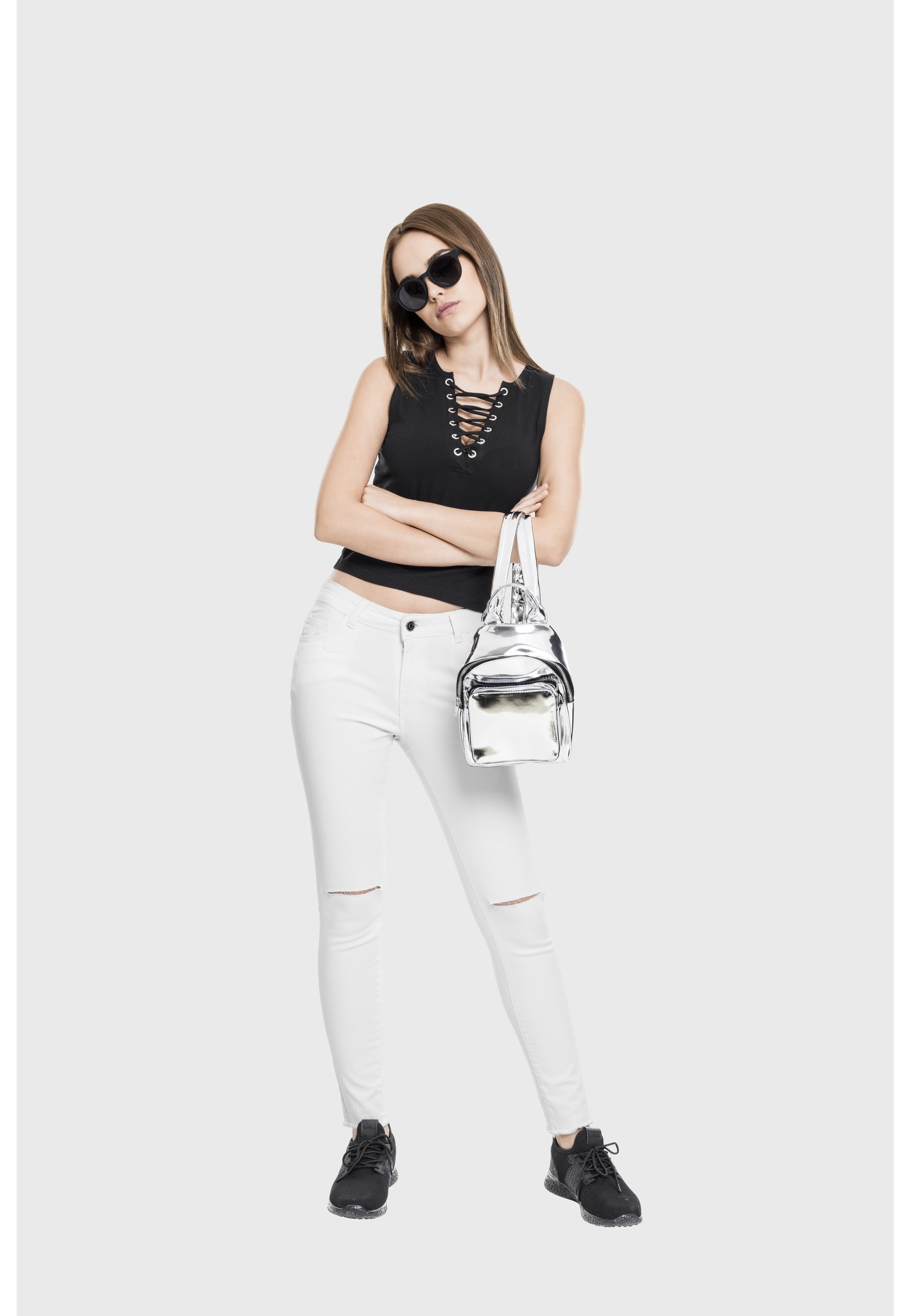 URBAN CLASSICS Yoga & Relax Shirt »Urban Classics Damen Ladies Lace Up Cropped Top« 1 Stk.