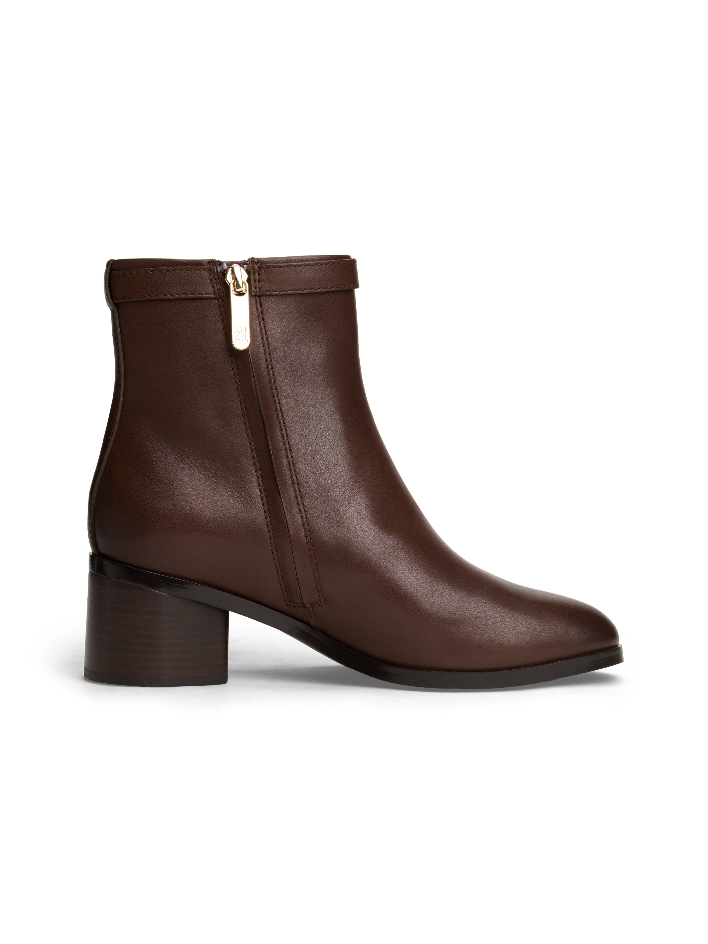 Tommy Hilfiger Stiefelette »TH BUCKLE RIDING MID HEEL BOOTIE«, Blockabsatz, Businesschuh mit Zierschnalle am Schaftrand
