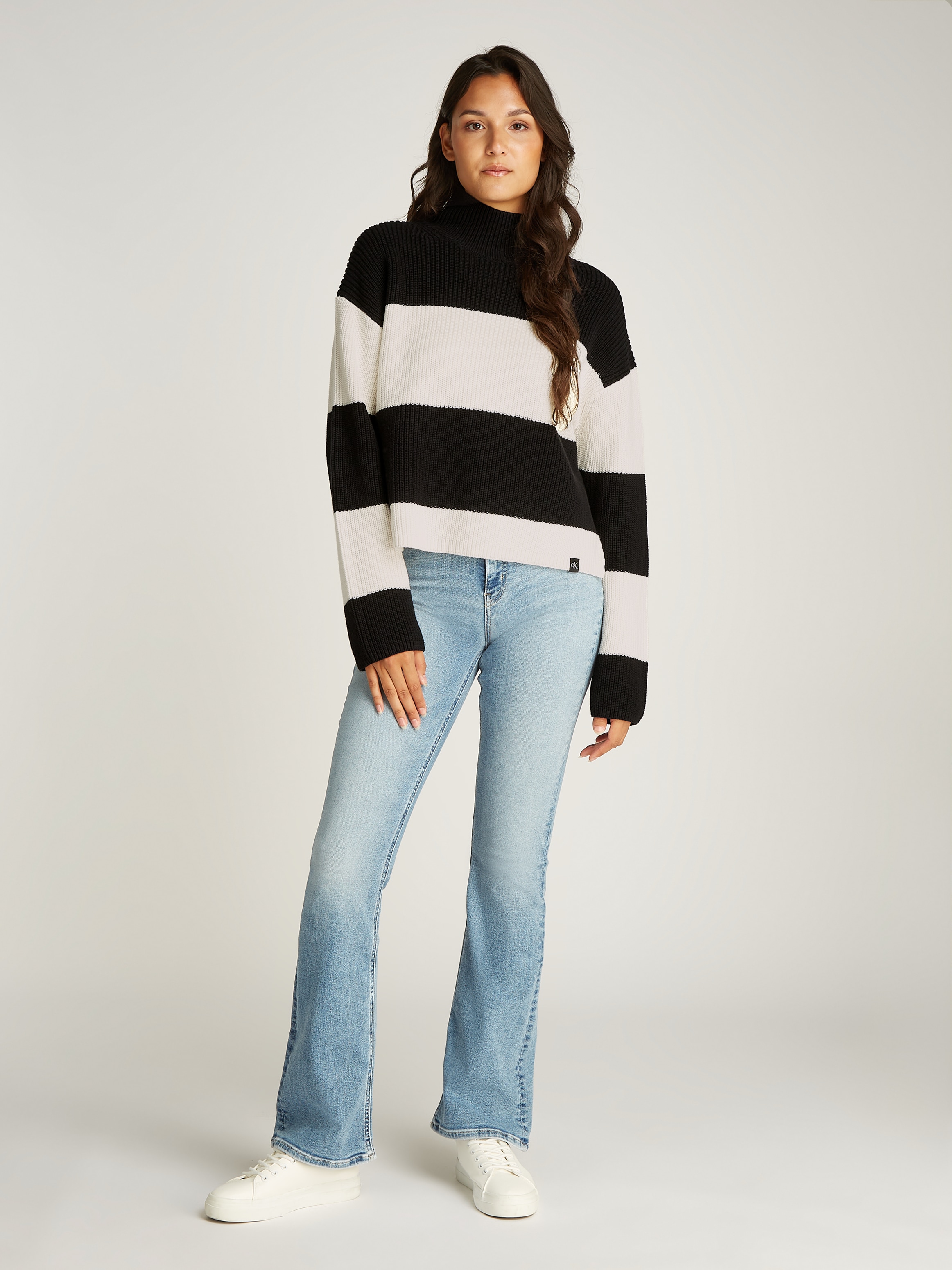 Calvin Klein Jeans Rollkragenpullover »CHUNKY LOOSE HIGH NECK SWEATER«, mit Logopatch