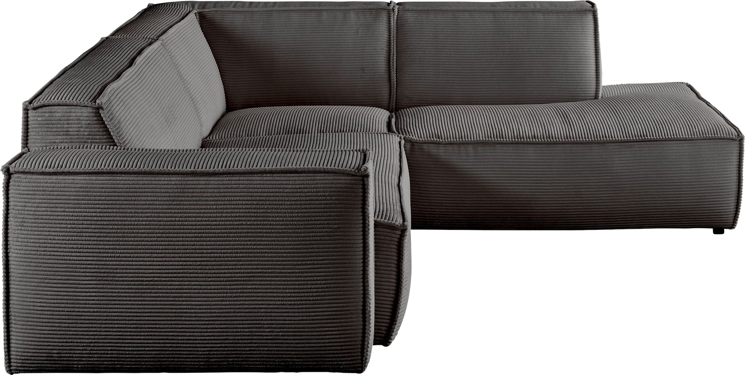 3C Candy Ecksofa »Matteo in elegant, kubischer Formensprache, bequem, L-Form«, mit auffälliger Kedernaht, Cord-Bezug, Lounge-Charakter