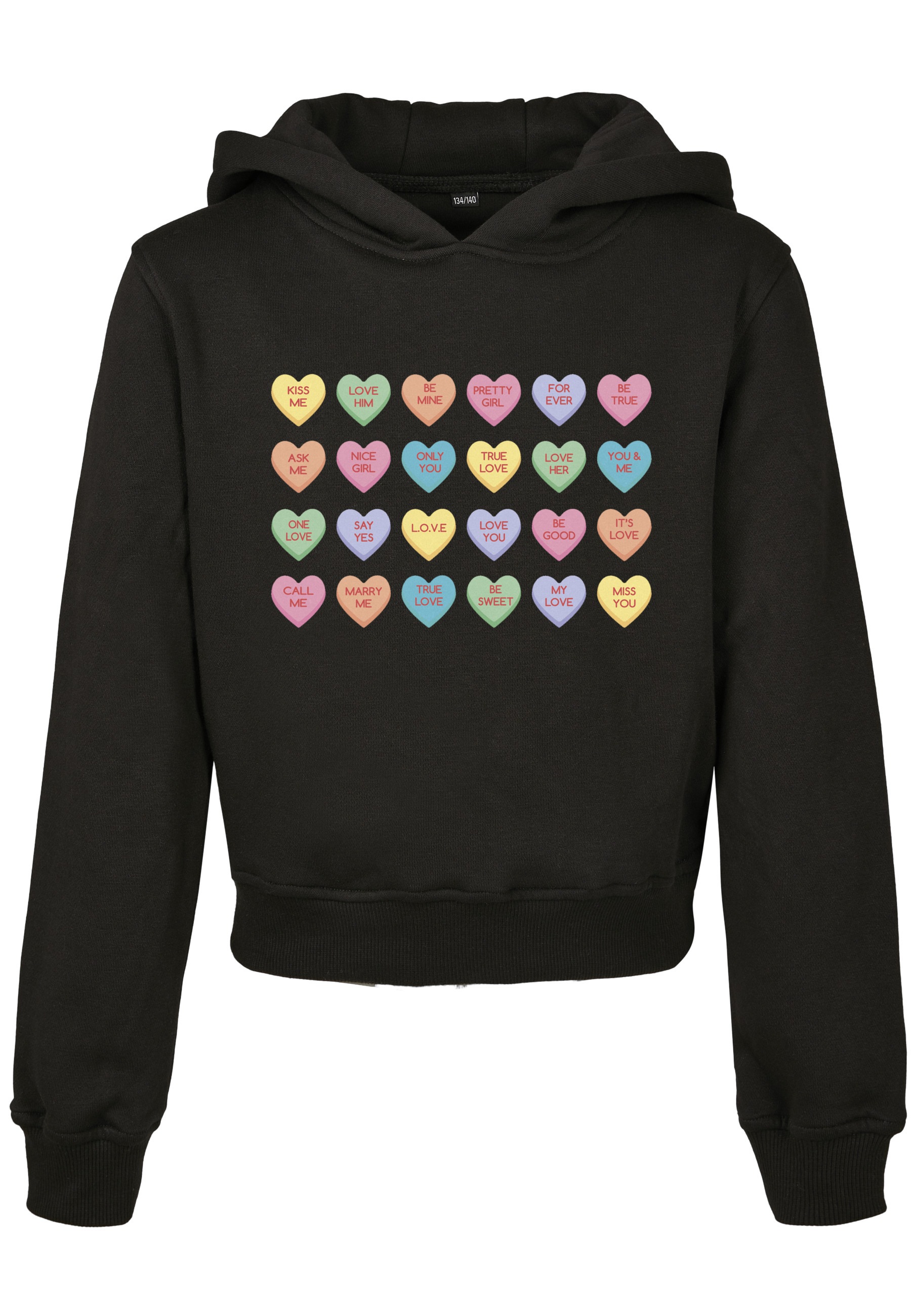 MisterTee Kapuzenpullover "MisterTee Damen Kids Sweet Heart Candy Cropped Hoody", 1 Stk.