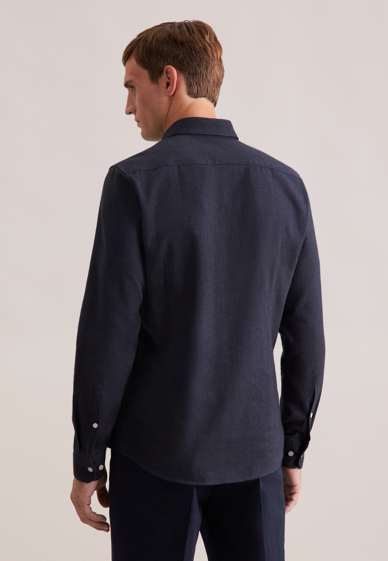 seidensticker Flanellhemd, Slim 1/1 Button-Down-Kragen Uni