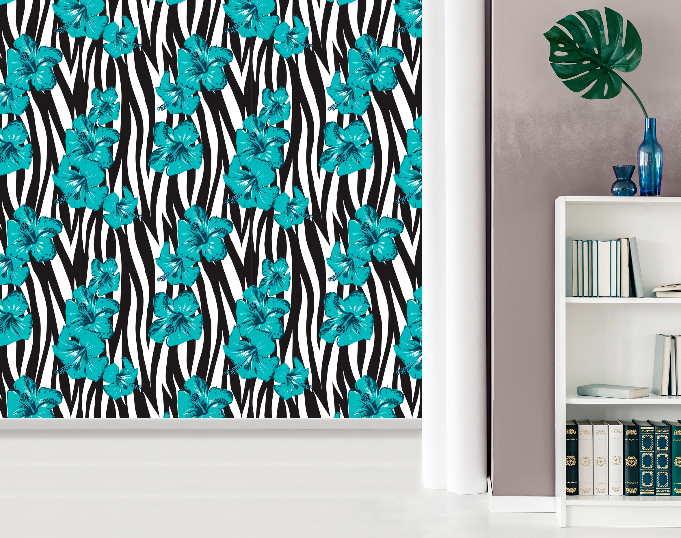 queence Vinyltapete »Jaime«, bedruckt-Motiv-botanisch-floral-gemustert-natürlich, 90x250cm, selbstklebend, kinderleichte Anbringung, Sticker