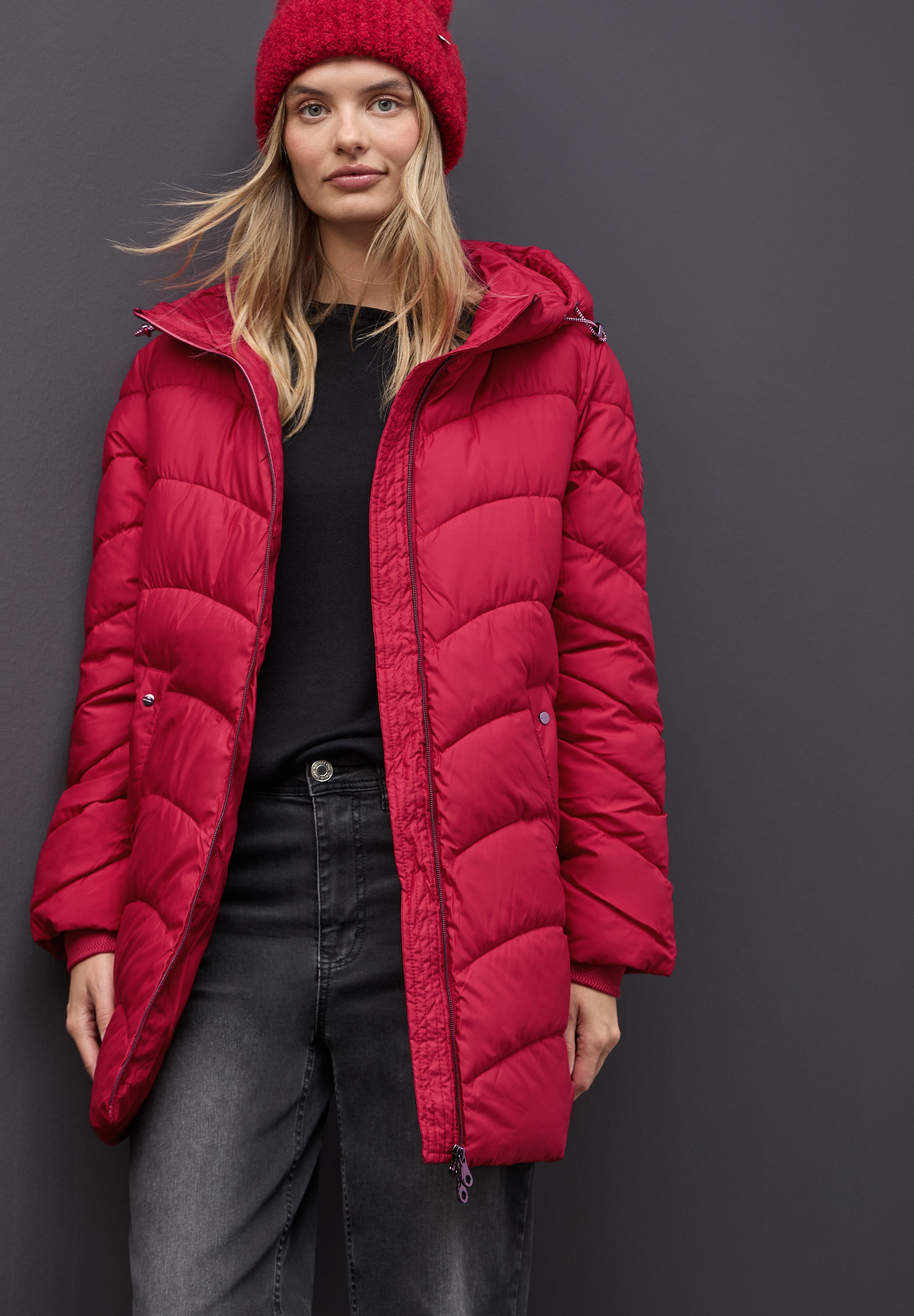 STREET ONE Steppjacke mit Kapuze mit Kapuze mit Tunnelzugband