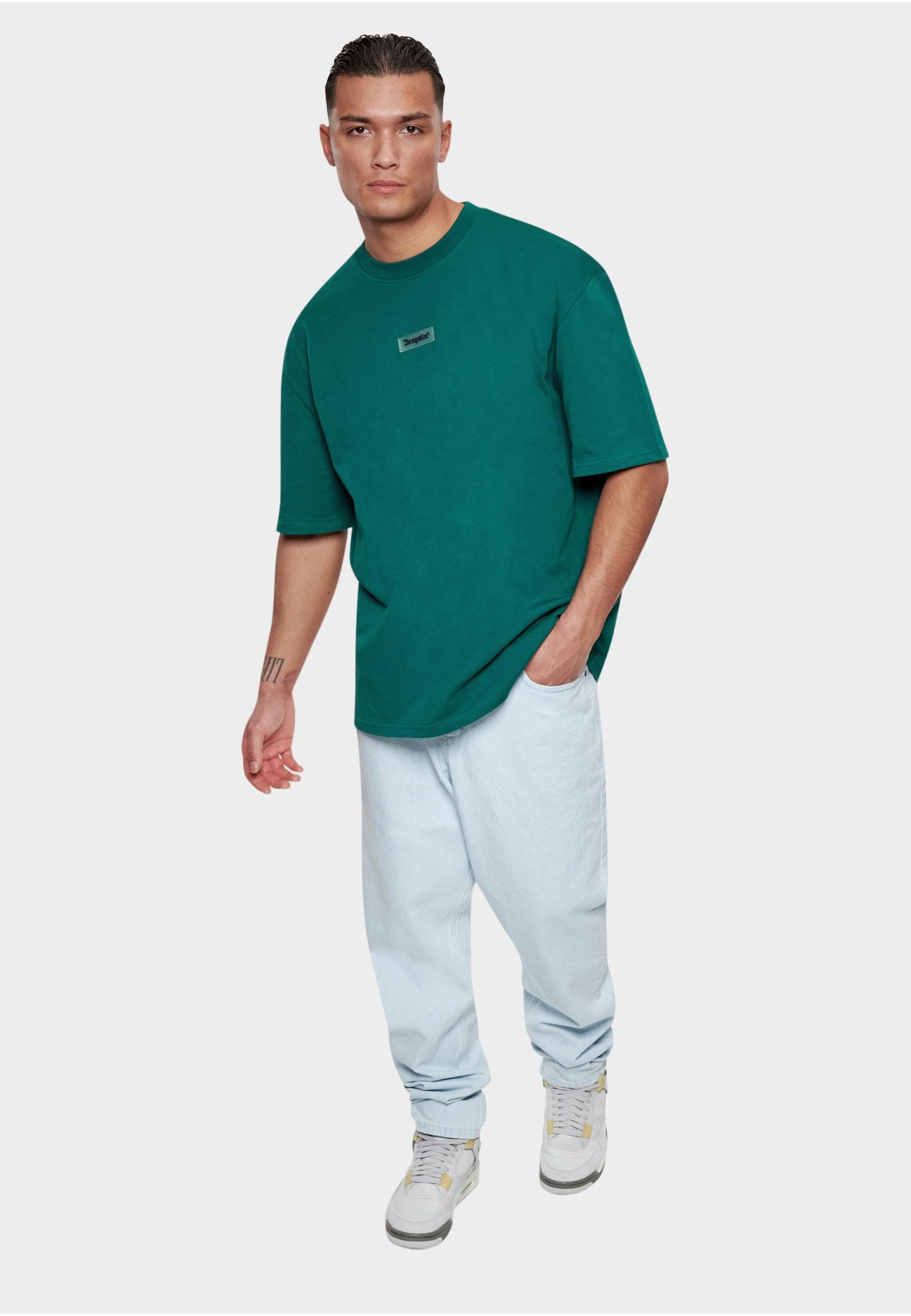 Dropsize T-Shirt »Dropsize Herren Heavy Oversize Front Rubber Patch T-Shirt«, (1 tlg.)