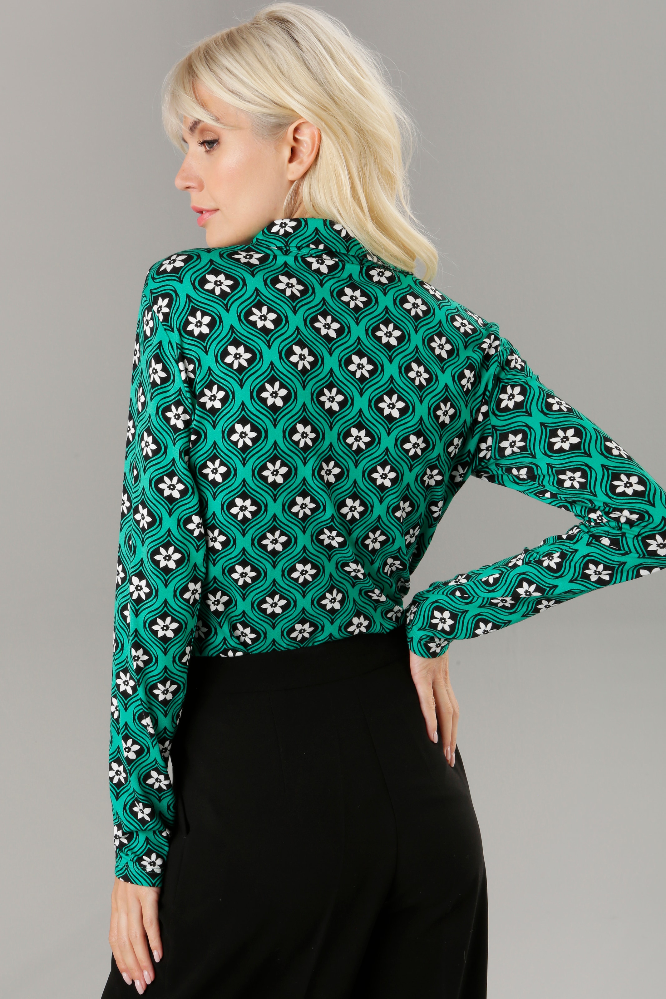 Aniston SELECTED NEUE - Hemdbluse, | BAUR aus KOLLEKTION für elastischem Jersey kaufen