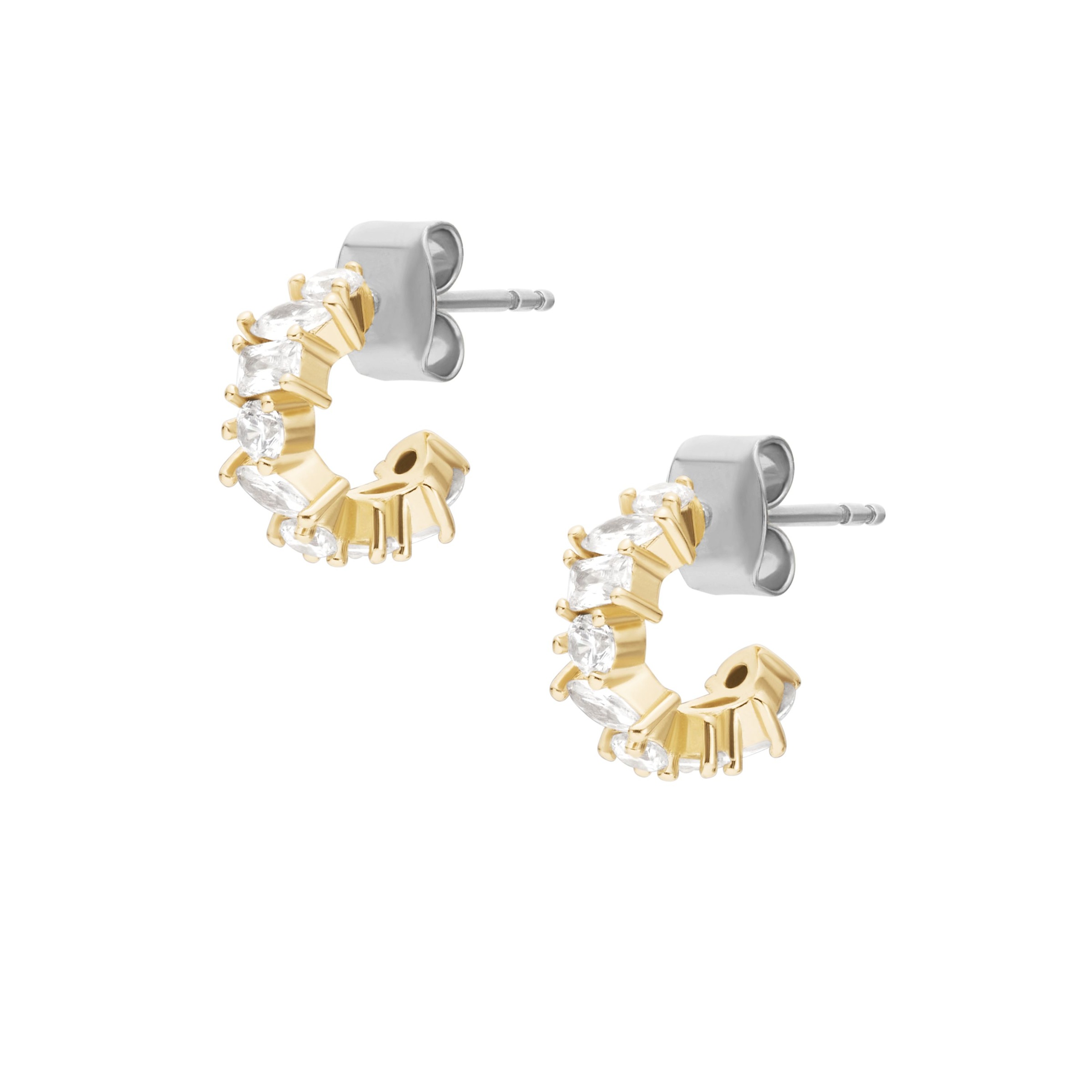 Paar Ohrstecker FOSSIL "Schmuck Geschenk Metall ELLIS", gelbgoldfarben, metallfarben, kristallweiß, kristallweiß, Ohrringe, Damen, Metall, mit Zirkonia (synth.) 3