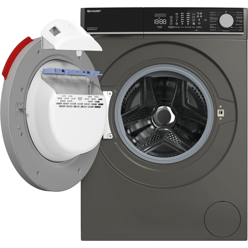 Sharp Waschmaschine »ES-MNFL814CAA-DE«, ES-MNFL814CAA-DE, 8 kg, 1400 U/min