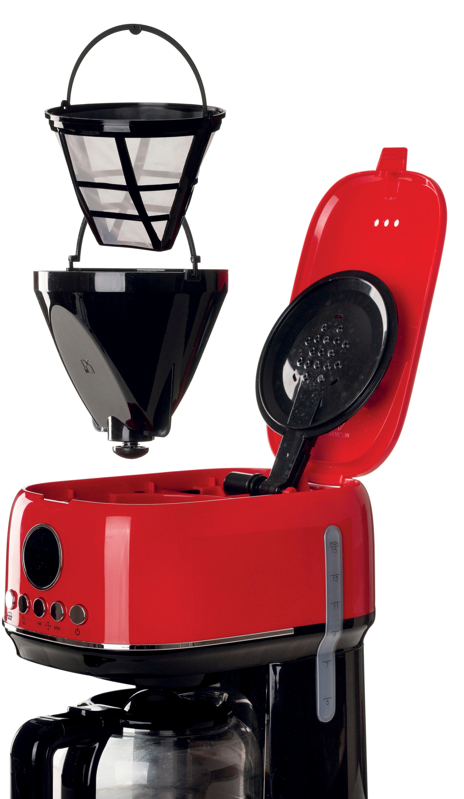 Ariete Filterkaffeemaschine »1396R Moderna rot,1,5 L mit Timer, Programmwahl und Warmhaltefunktion«, Permanentfilter