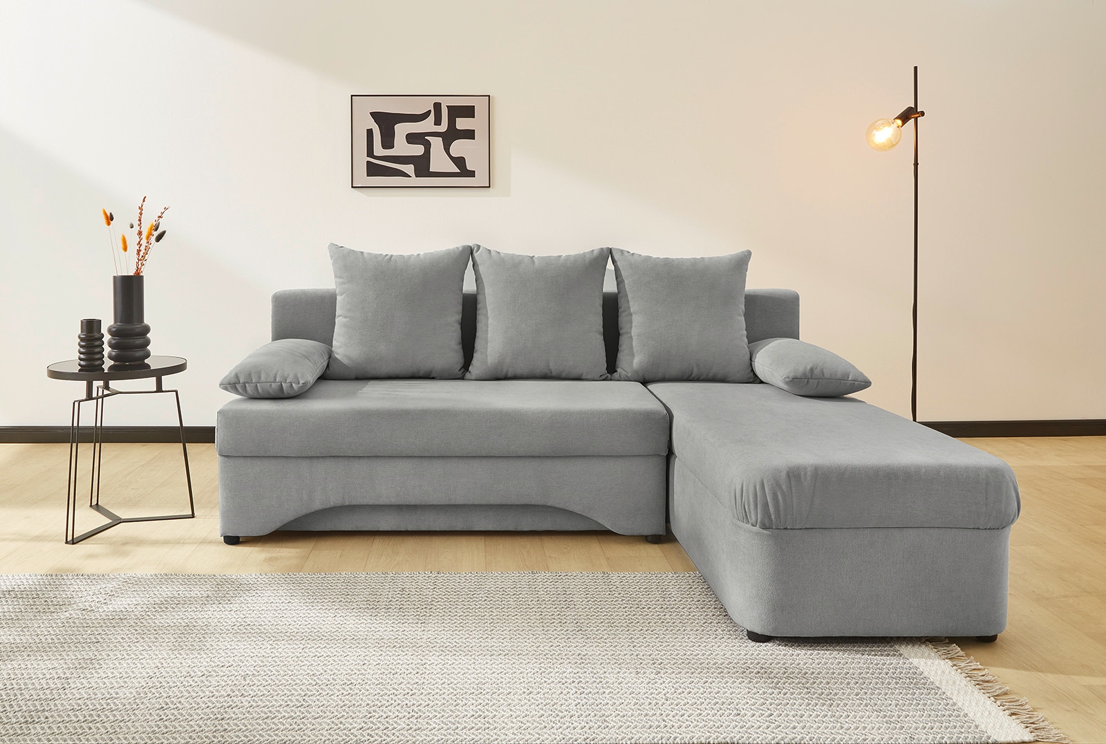 Jockenhöfer Gruppe "L-Form, B: 191 cm, auch in Cord" Platzsparendes Schlafsofa & Eckcouch mit Bettkasten & Schlaffunktion