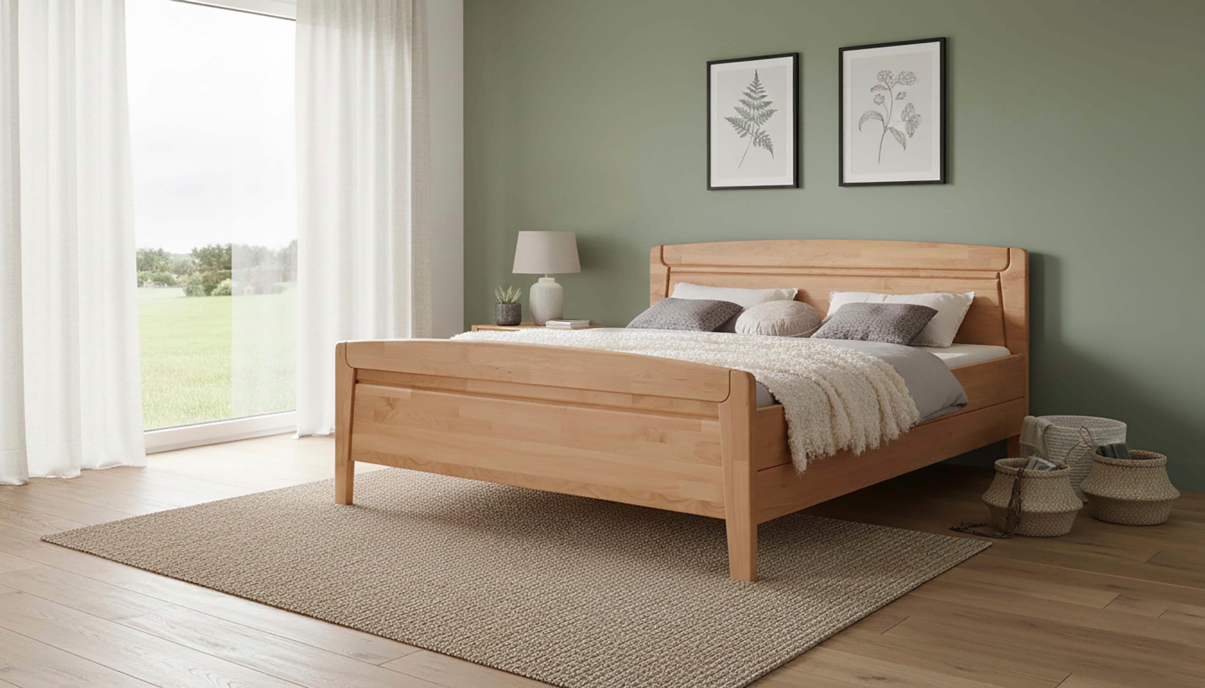 WIEMANN Funktionsbett »Lausanne, Bettgestell, Bettrahmen, teilmassiv Erle« 4-fache Liegehöhenverstellung, MADE IN GERMANY,  Kopf- und Fußteil aus Massivholz, zwei Größen, Bettseitenhöhe 43 cm