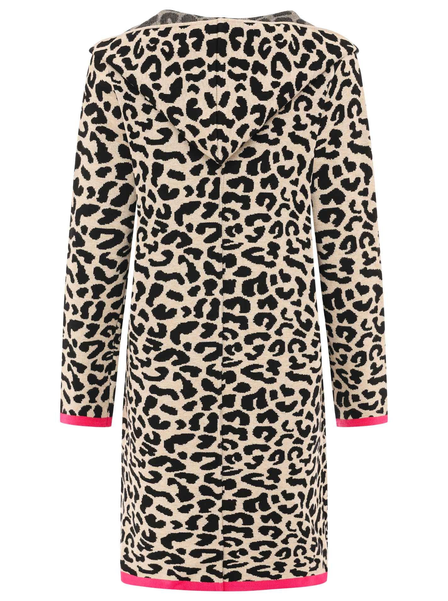 Zwillingsherz Strickjacke »"Leo Neon Kante"« Leoparden-Muster, Neon-Details, Langarm, Kapuze, ohne Verschluss