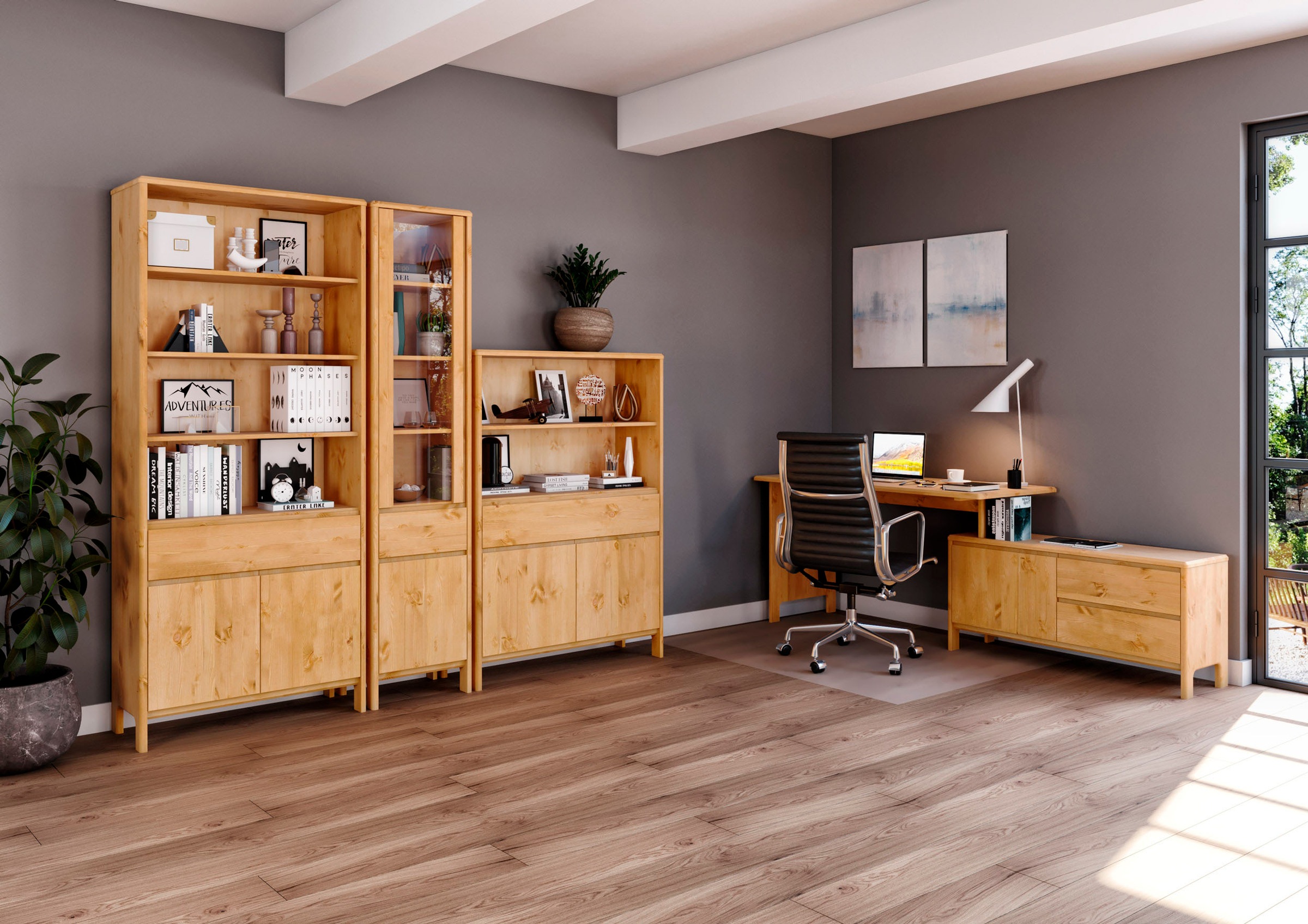 OTTO home Schreibtisch "Luven, aus Massivholz" in 2 Breiten, variable Nutzu günstig online kaufen