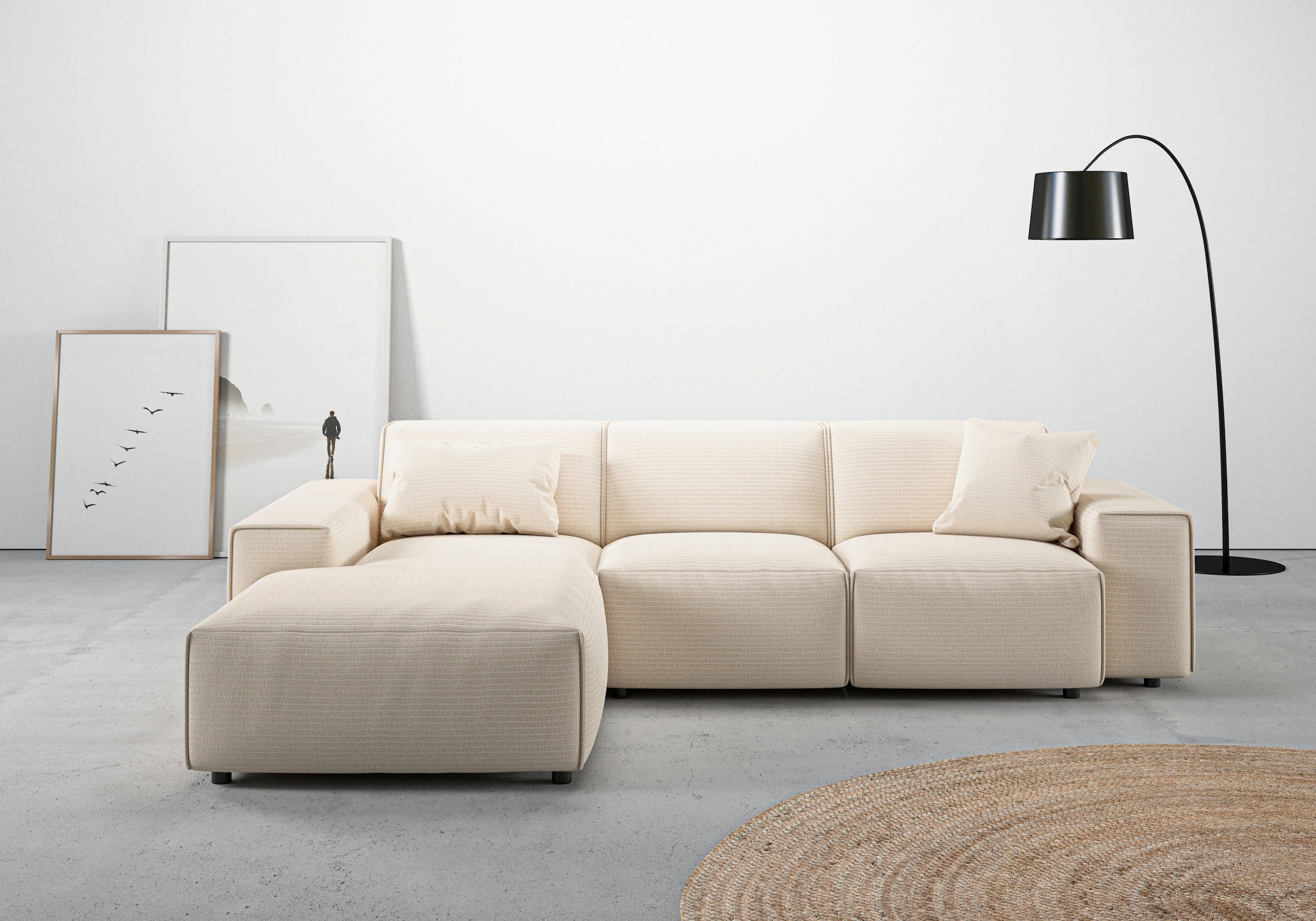 Home affaire Ecksofa "Glimminge L-Form auch in Breitcord, Feincord + Easy care-Bezug," Breite 264, Zierkissen