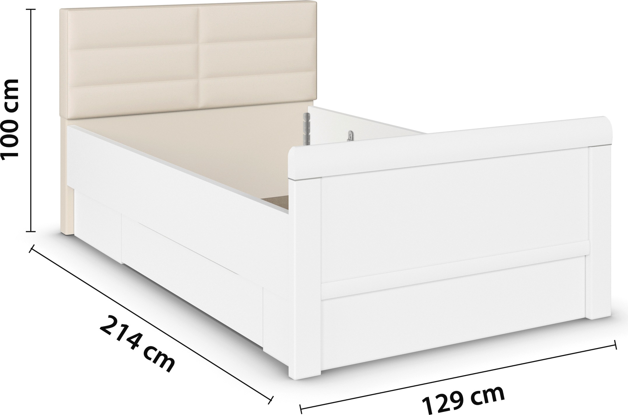 rauch Stauraumbett »Bett Einzelbett Stollenbett Bettkästen EVELYN«, in Komforthöhe mit Polsterkopfteil sowie Schubladen MADE IN GERMANY