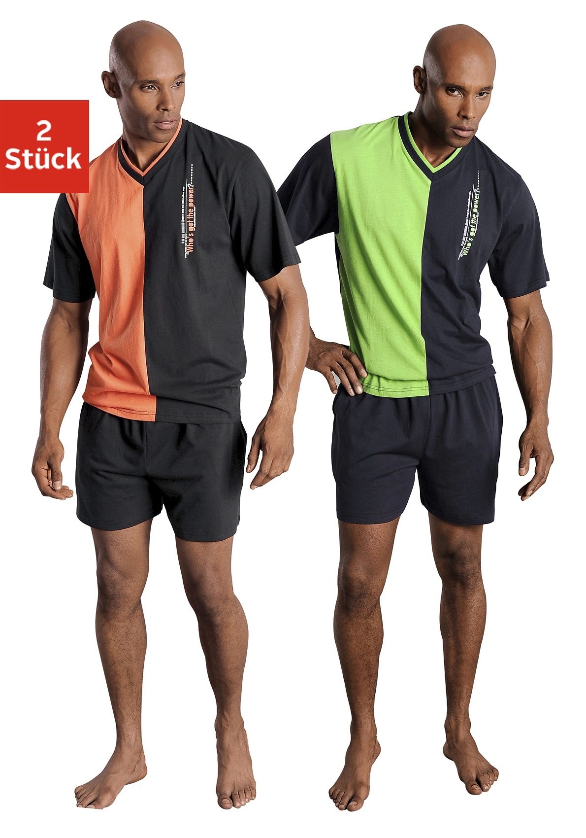 le jogger Pyjama Packung, 4 tlg. mit 2-farbigem T-Shirt