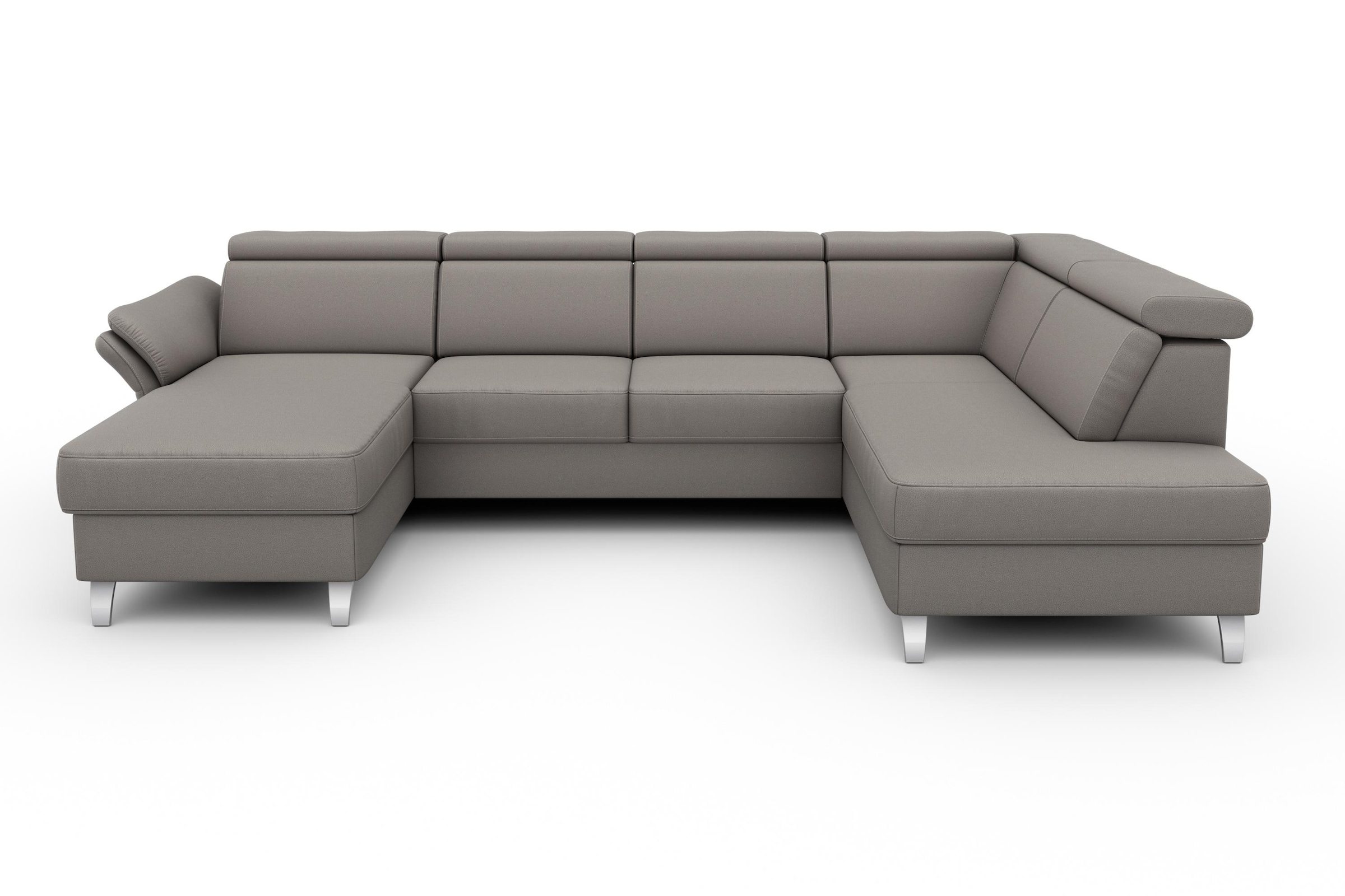 sit&more Wohnlandschaft "Vincenzo U-Form" inklusive Kopfteilverstellung, optional Schlaffunktion & Bettkasten