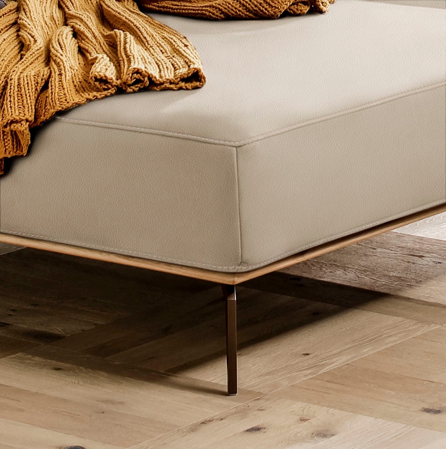 W.SCHILLIG Ecksofa »run, Designsofa mit tollem Sitzkomfort, bequem, L-Form«, mit Holzsockel, Füße in Bronze pulverbeschichtet, Breite 279 cm