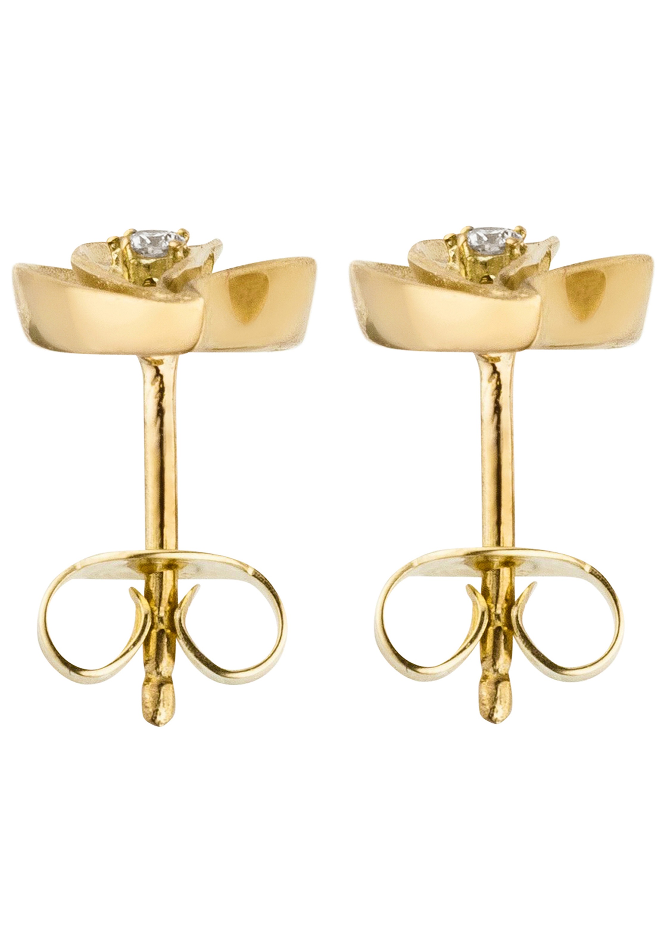 JOBO Paar Ohrstecker »Tropfen« 585 Gold mit 4 Diamanten