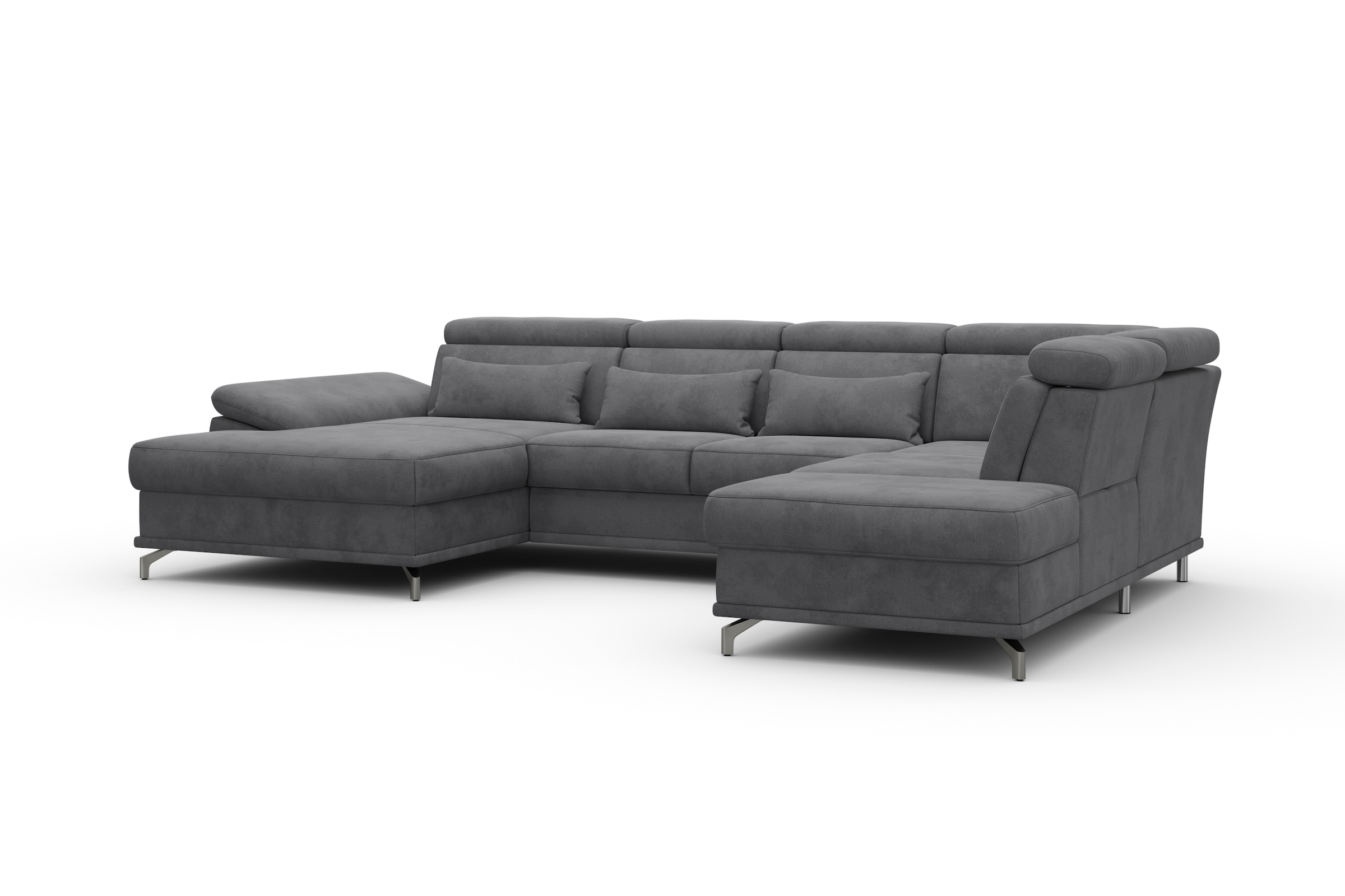 sit&more Wohnlandschaft »Cabrio U-Form, mit Sitztiefenverstellung, Arm- und Kopfteilverstellung«, 3 Nierenkissen, Federkern, optional Bettfunktion und Stauraum