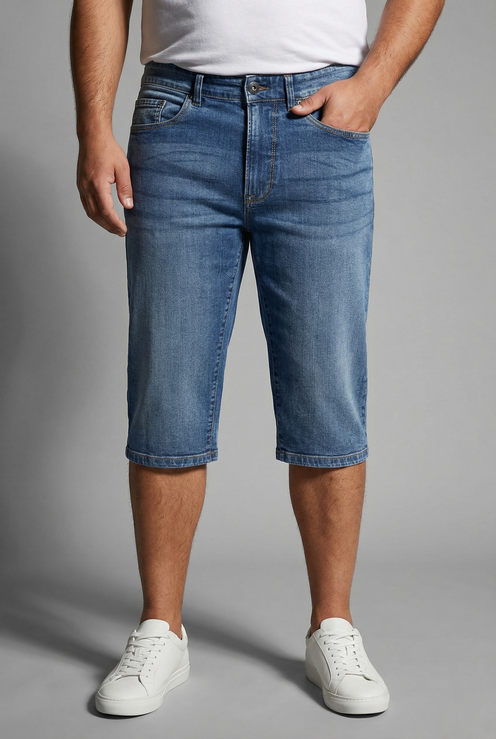 Man's World Plus Jeansbermudas gerade geschnittenes Bein, normale Leibhöhe, Regular-Fit