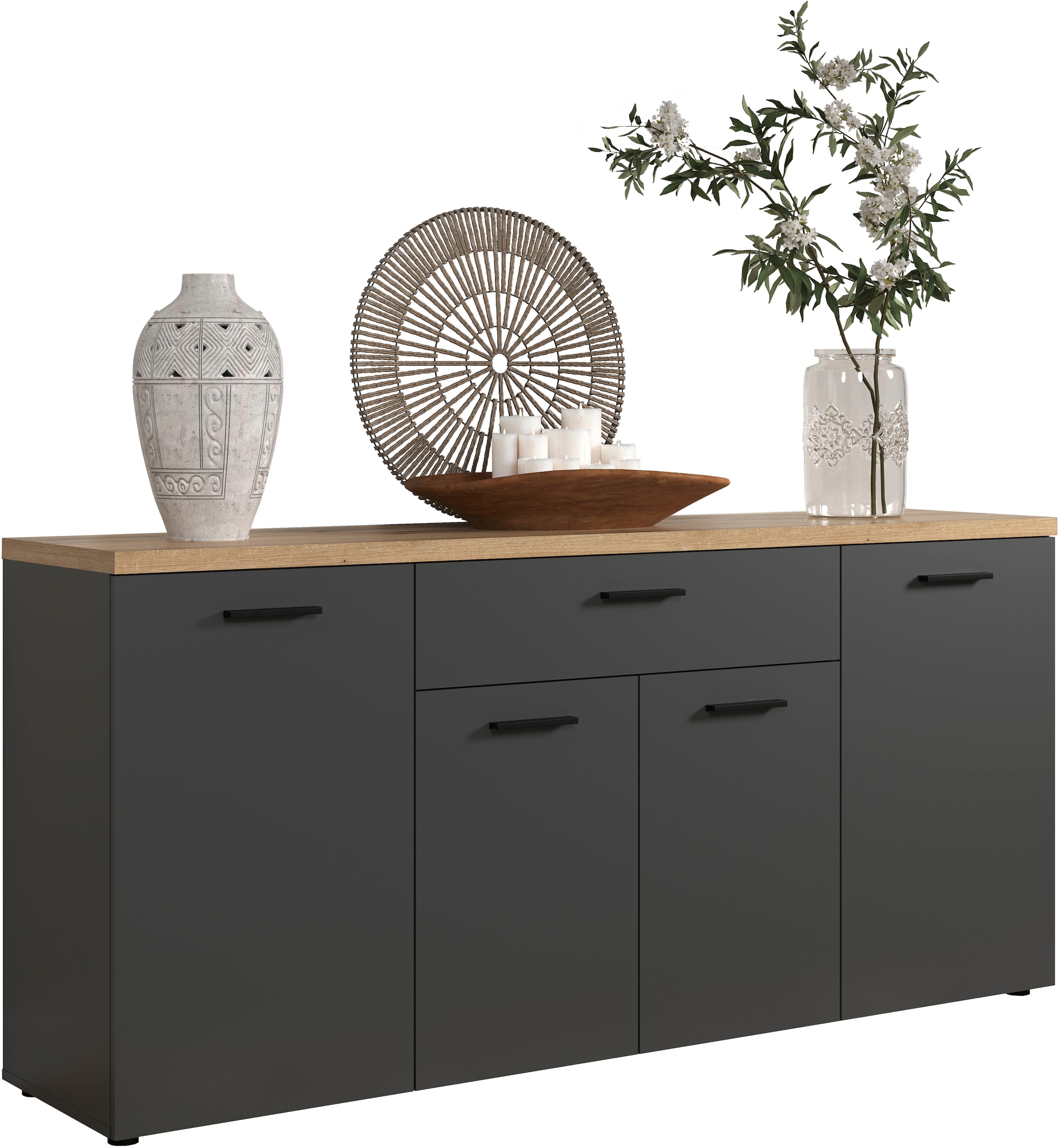 Home affaire Sideboard "Bajo" 1 Stk. tlg. Kommode mit 4 Türen und 1 Schubka günstig online kaufen