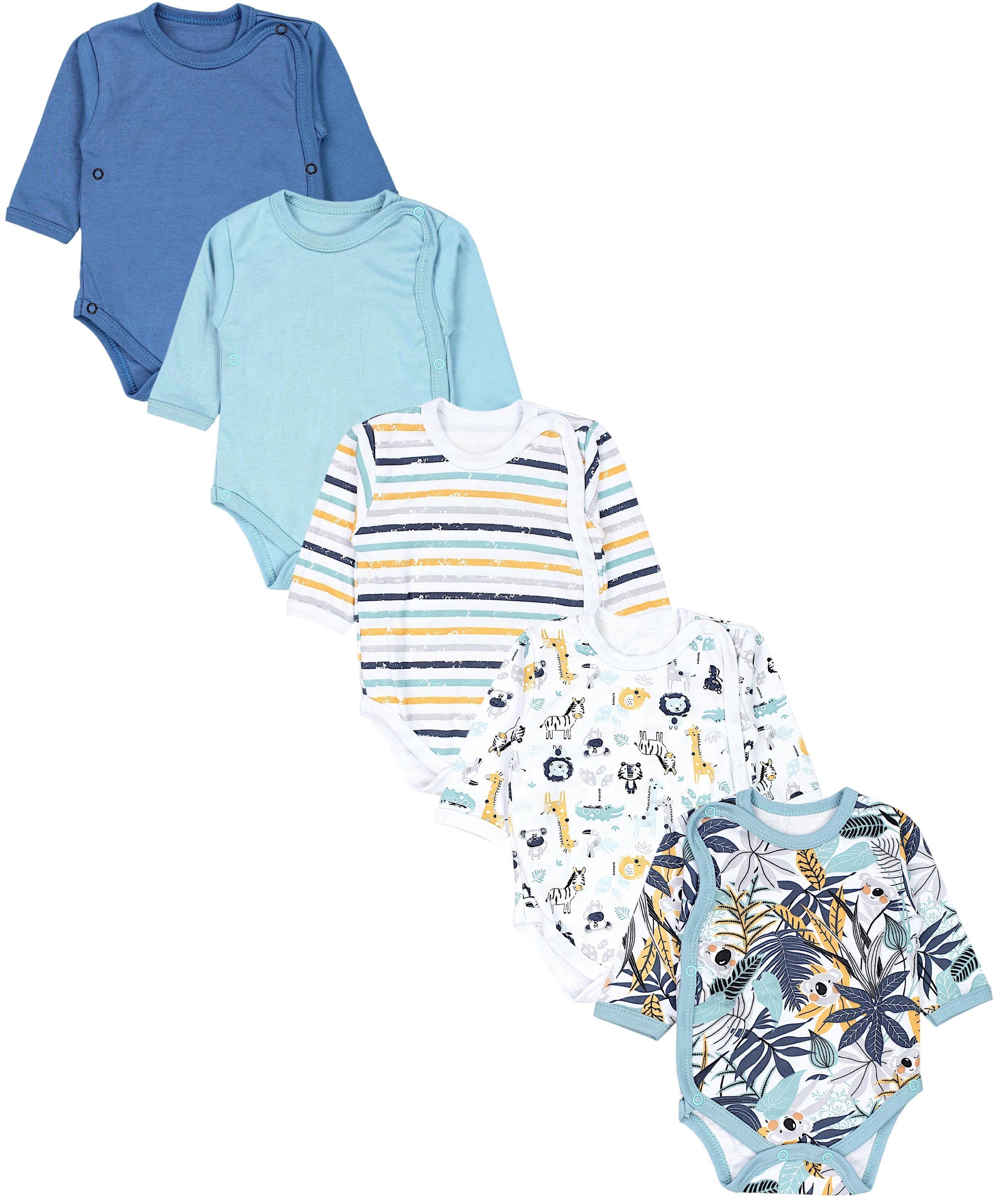 TupTam Langarmwickelbody "Wickelbody Baby Langarm Wickelbody im 5er Set"
