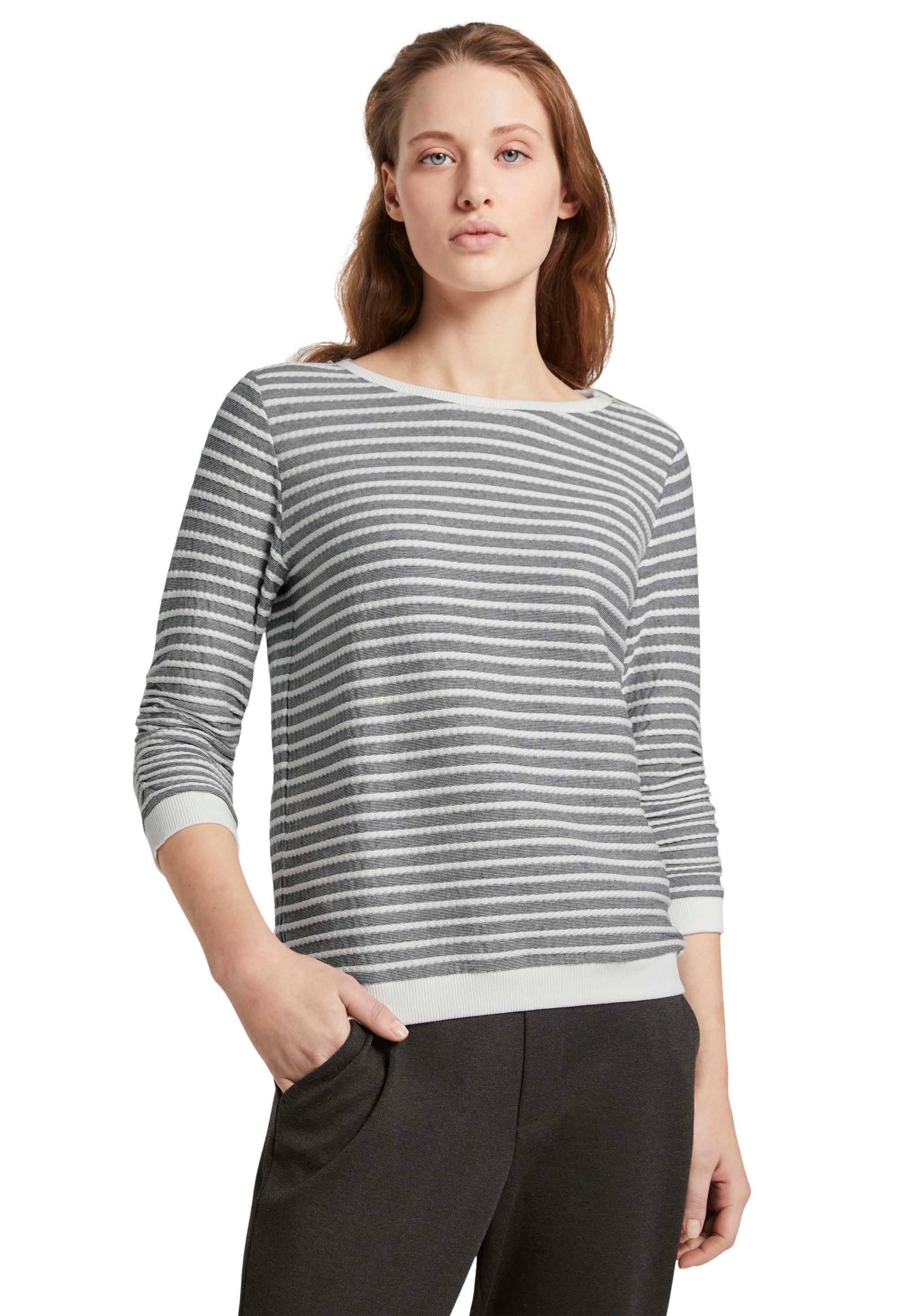 TOM TAILOR Denim Sweatshirt mit strukturierten Streifen