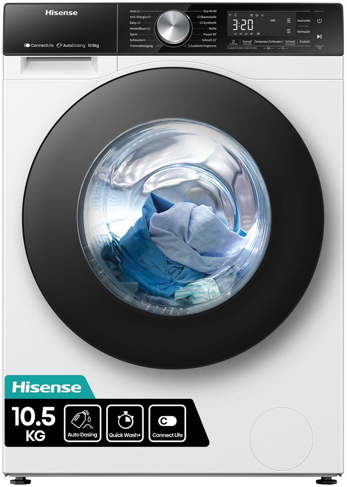 Hisense Waschmaschine "WF5S1045BW" 10,5 kg 1400 U/min AutoDosing günstig online kaufen