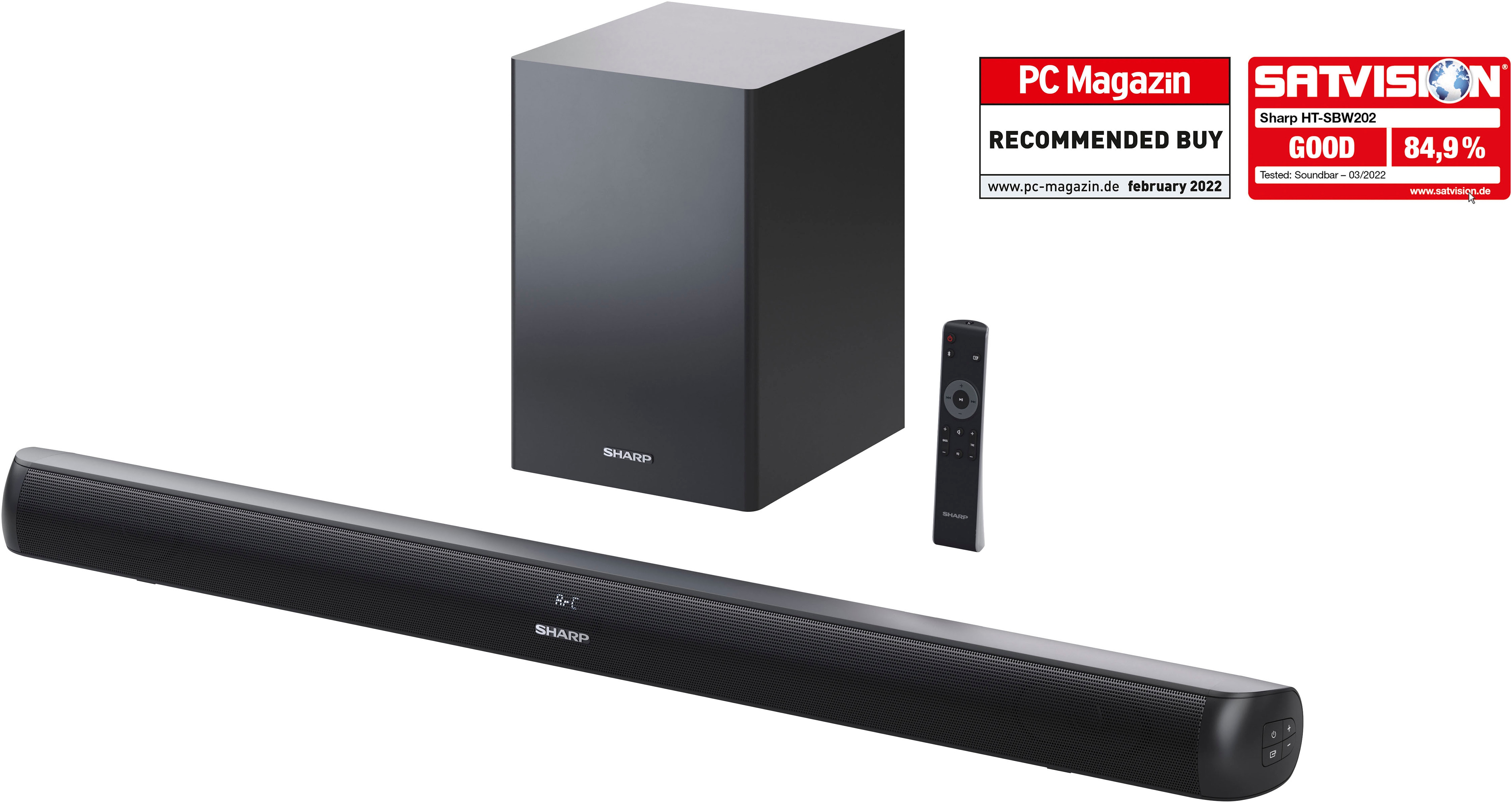 SHARP Soundbar "HT-SBW202", B:92cm H:6,4cm T:8,6cm, schwarz, Lautsprecher