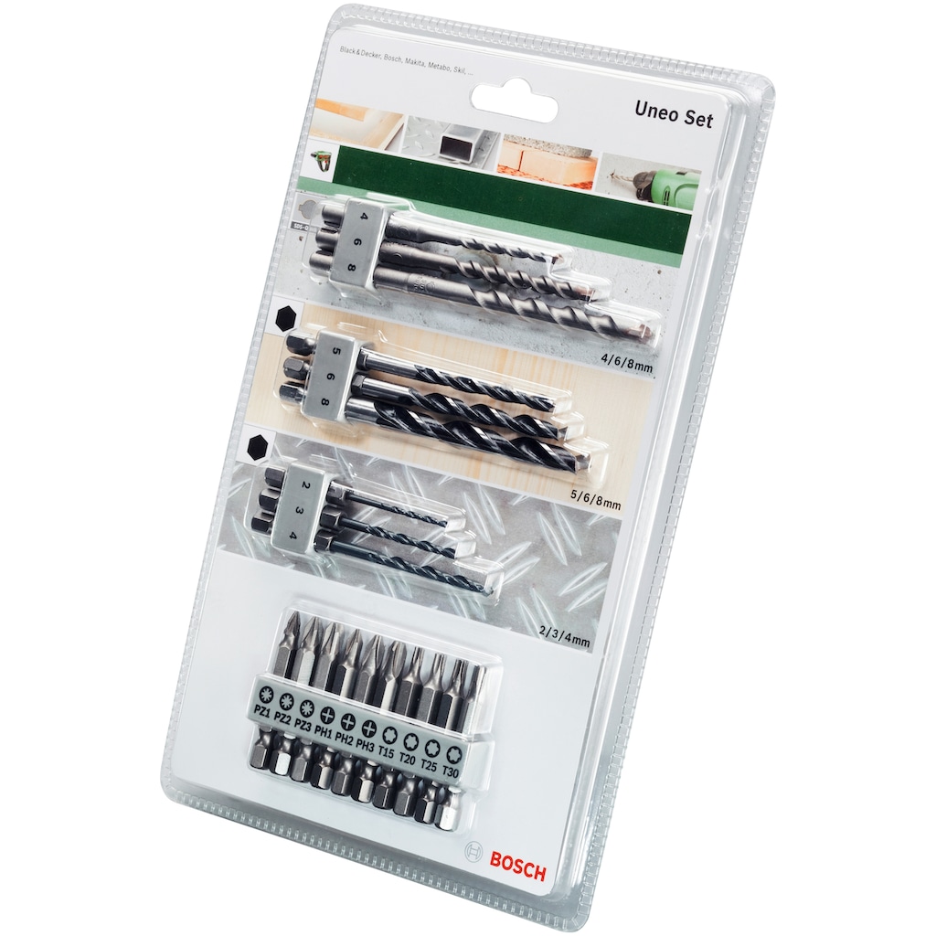 Bosch Professional Bohrer- und Bit-Set »Uneo Mixed-Set«, (19 tlg.)