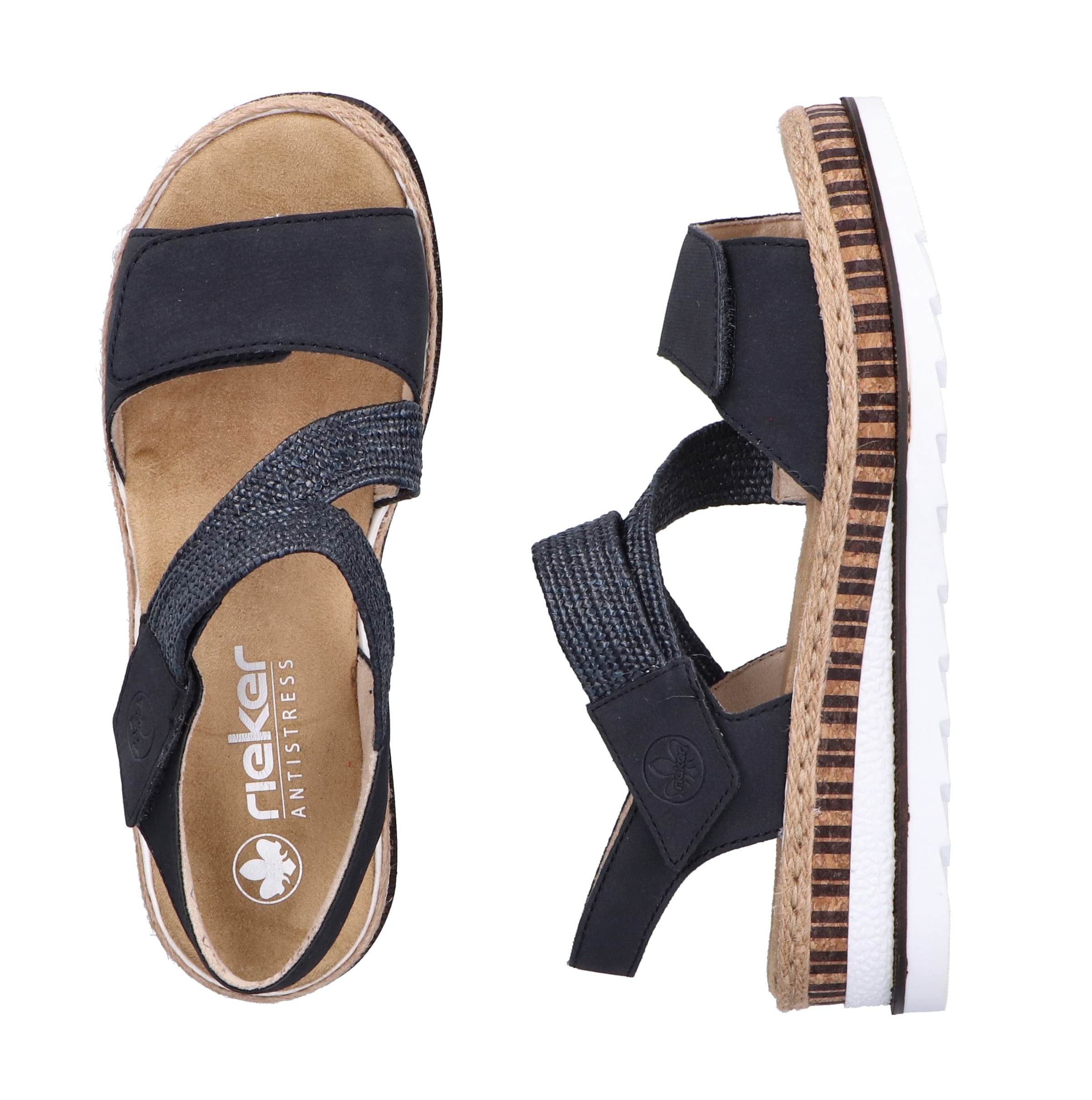 Rieker Keilsandalette, Riemchensandale, Sommerschuh, Urlaubschuh mit Klettriemchen
