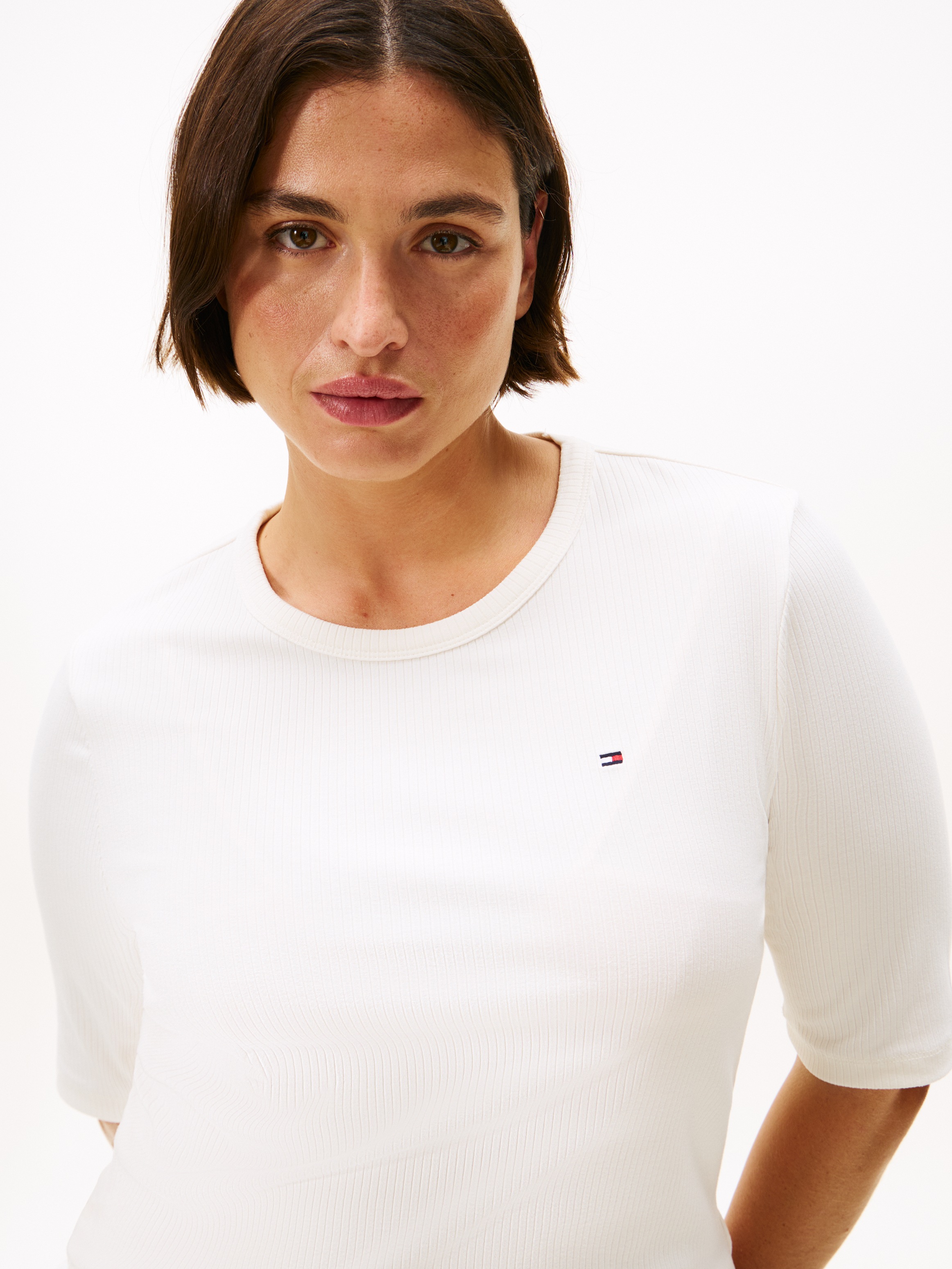 Tommy Hilfiger Curve Kurzarmshirt "CRV SLIM 5X2 RIB C-NK 1/2 SLV", in große günstig online kaufen