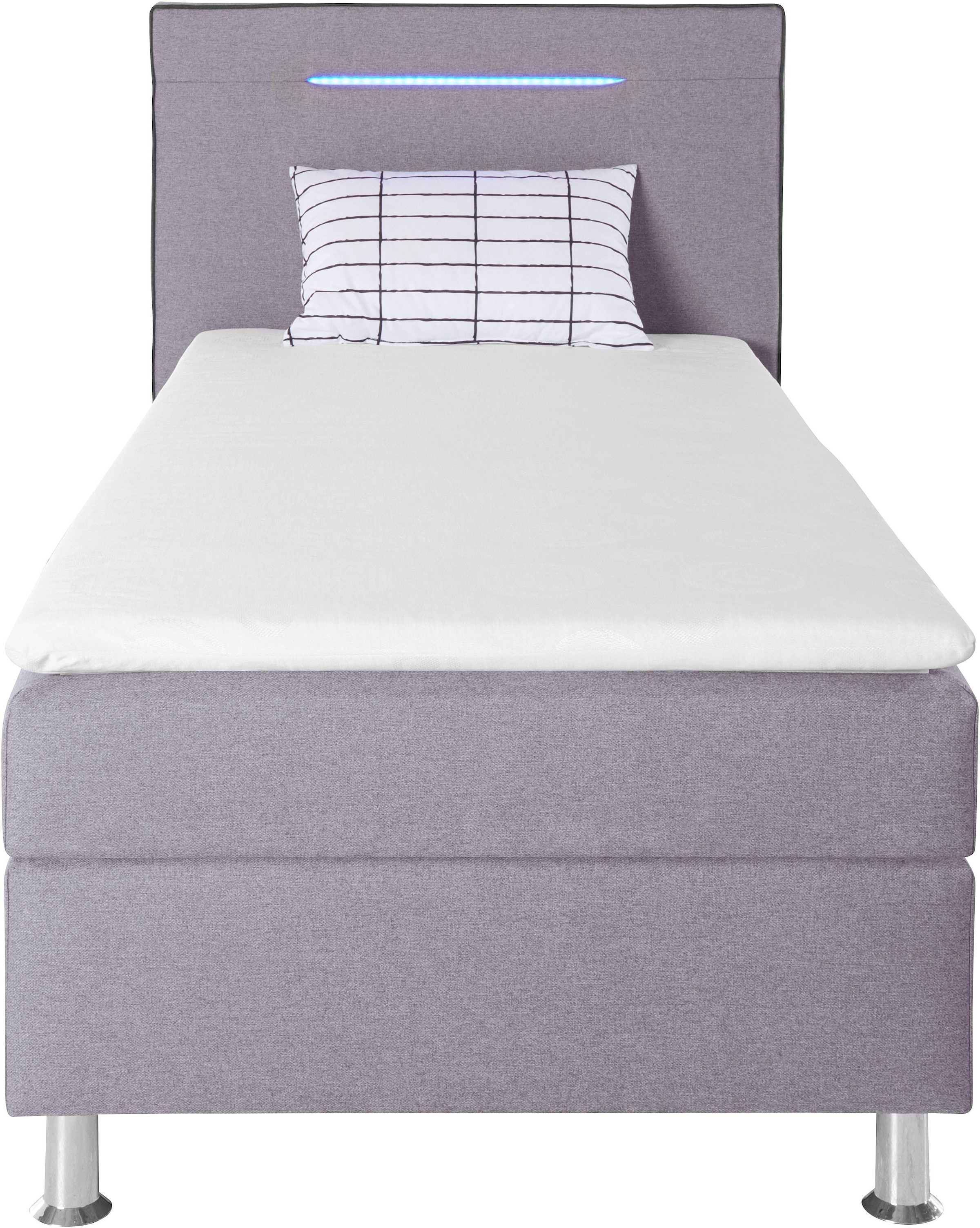 COLLECTION AB Boxspringbett »London, inklusive Topper und Kissen, mit LED-Beleuchtung«, Boxspringbett erhältlich in 90cmx200cm, 140cmx200cm & 180cmx200cm