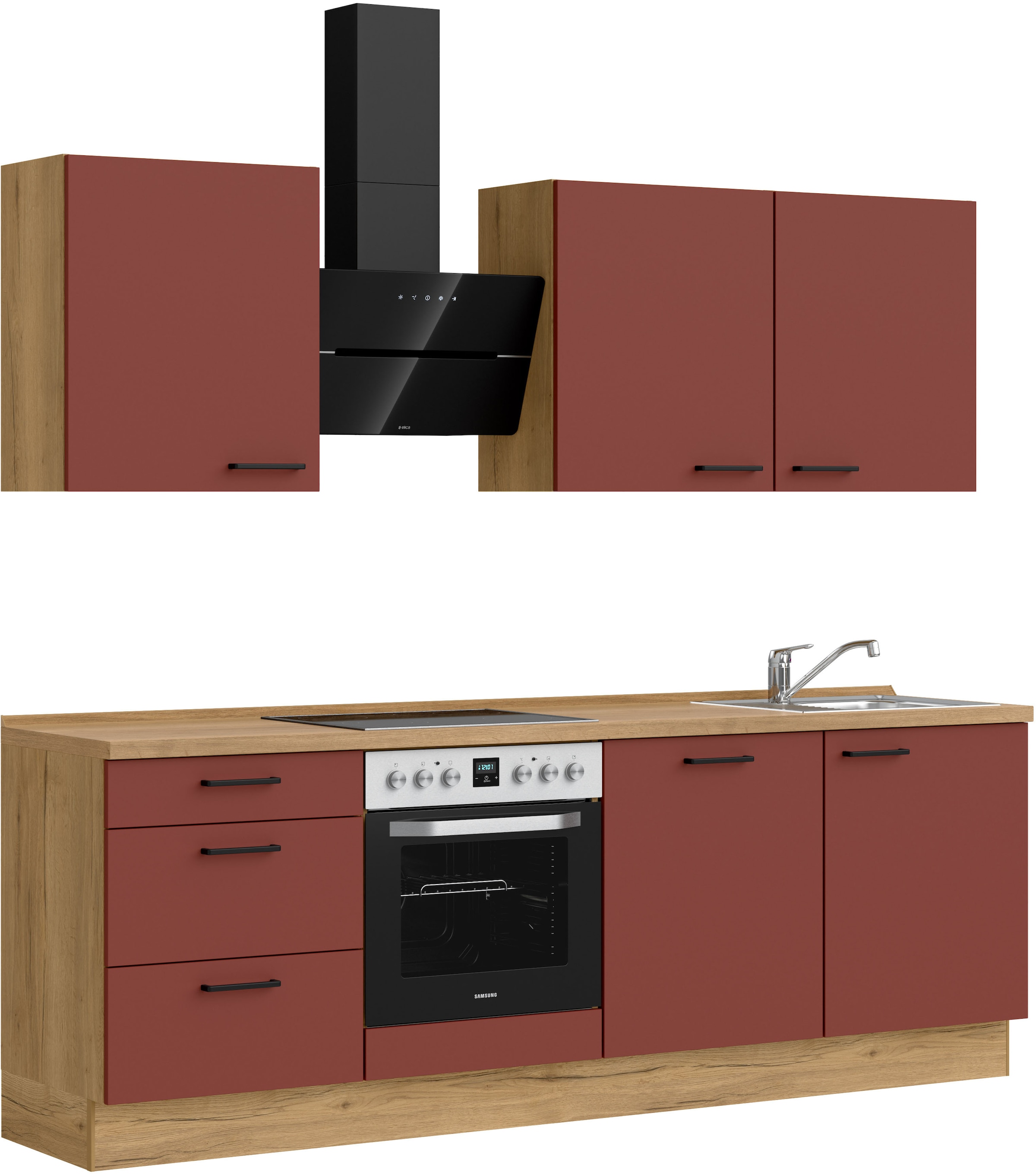 nobilia® Küchenzeile »"Easytouch II"«, vormontiert, Ausrichtung wählbar, Breite 240 cm, wahlw. mit E-Geräten