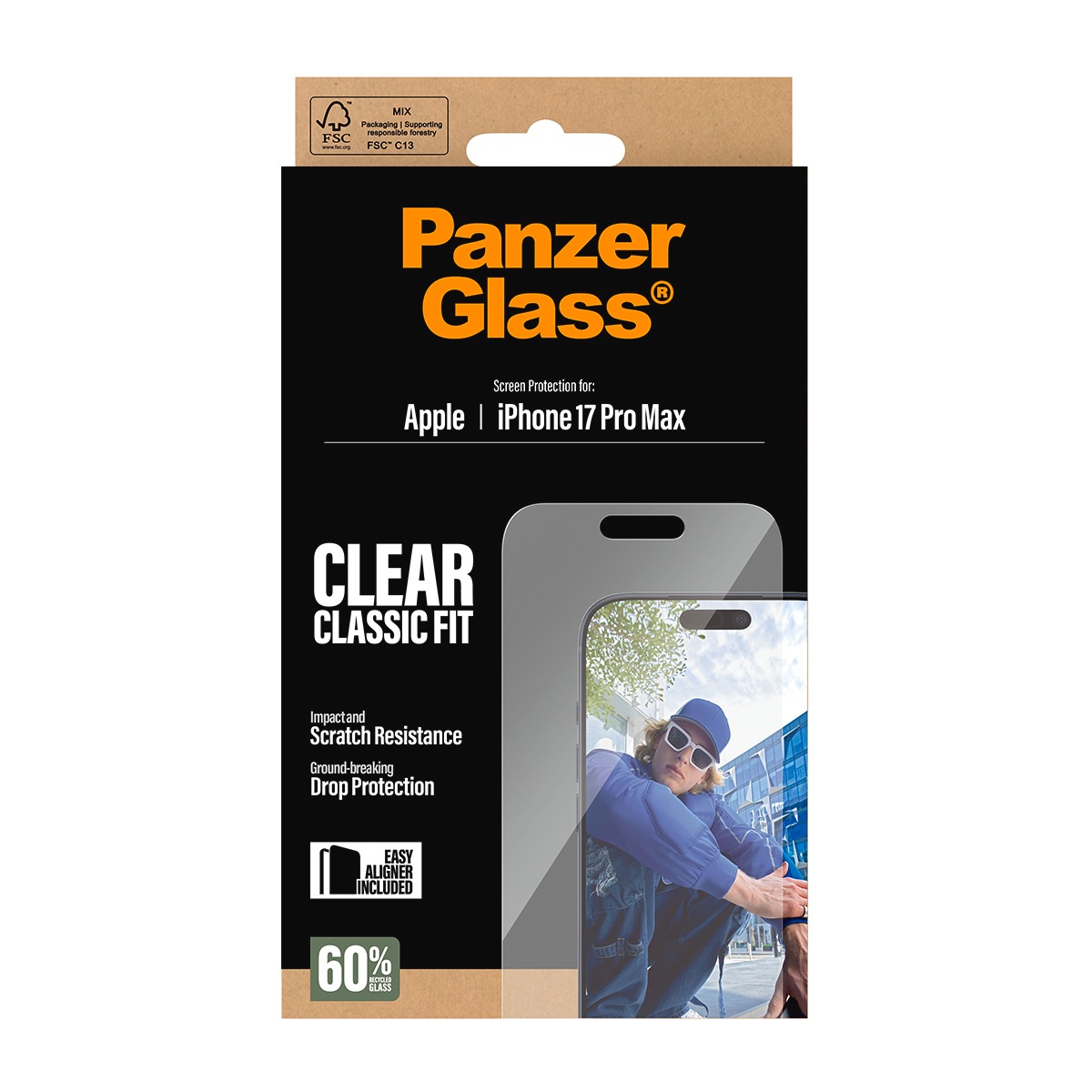 CARE by PanzerGlass Displayschutzglas »Classic Fit Screen Protector«, für Apple iPhone 17 Pro Max, Displayschutzfolie, Schutzfolie, Bildschirmschutz, kratz- & stoßfest