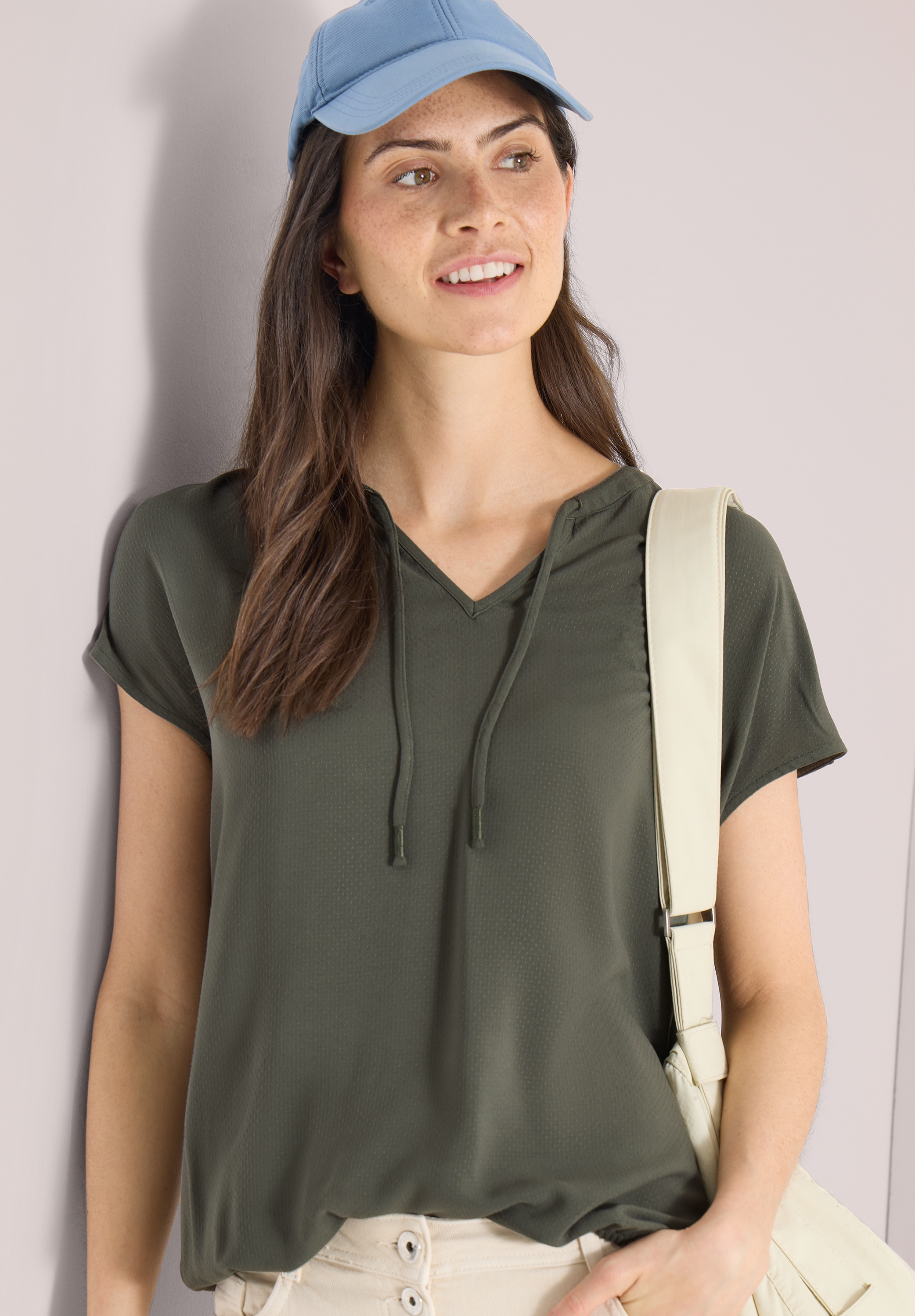 Cecil Kurzarmbluse mit Strukturmix